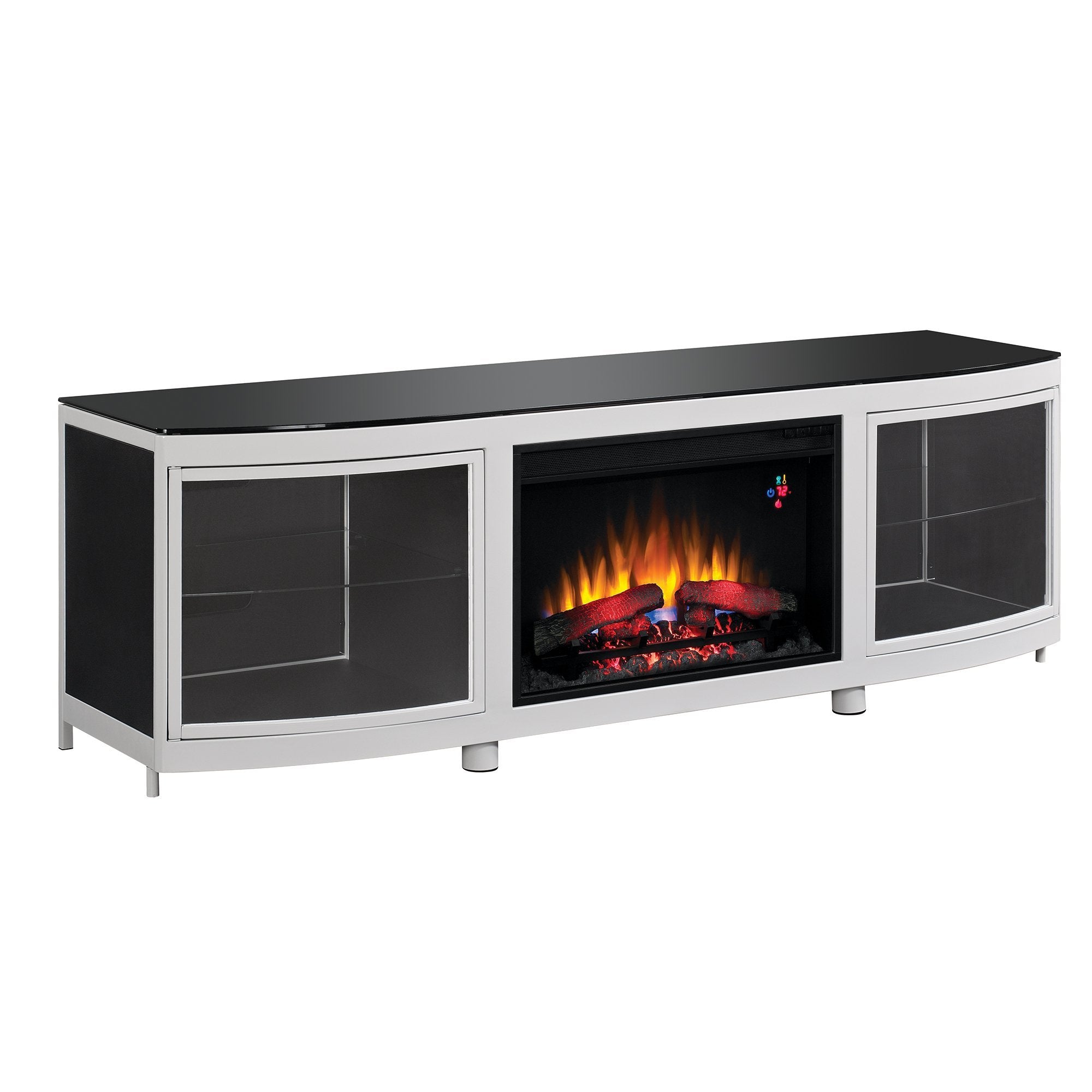 ClassicFlame Gotham TV Stand for TVs up to 80", Silver/Black (Electric Fireplace Insert sold separately)