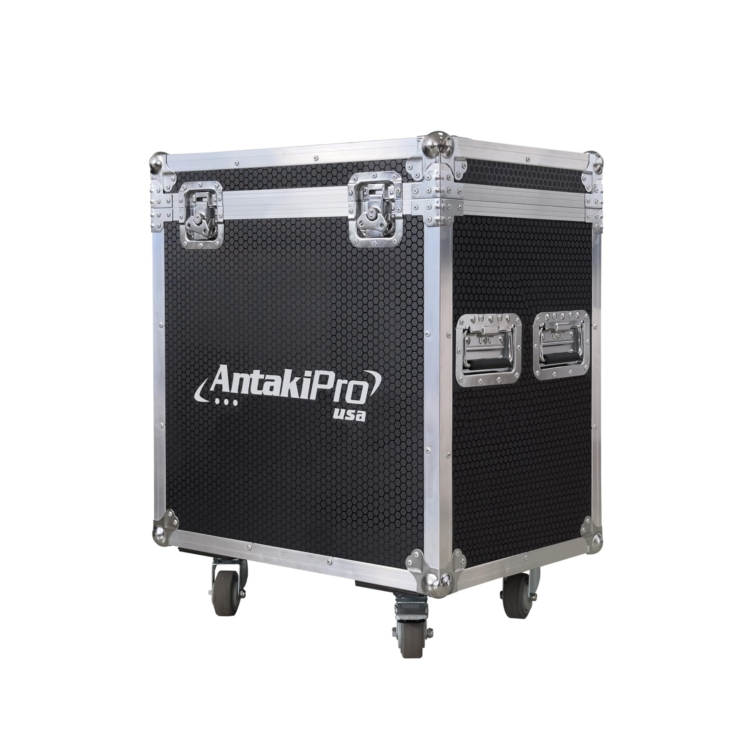 ANTAKIPRO AP-350CASE PRO Road Case, Holds 2 Moving Head Lights Spacious Interior Secure Compartments Rolling Flight Case Storage with Wheels Black