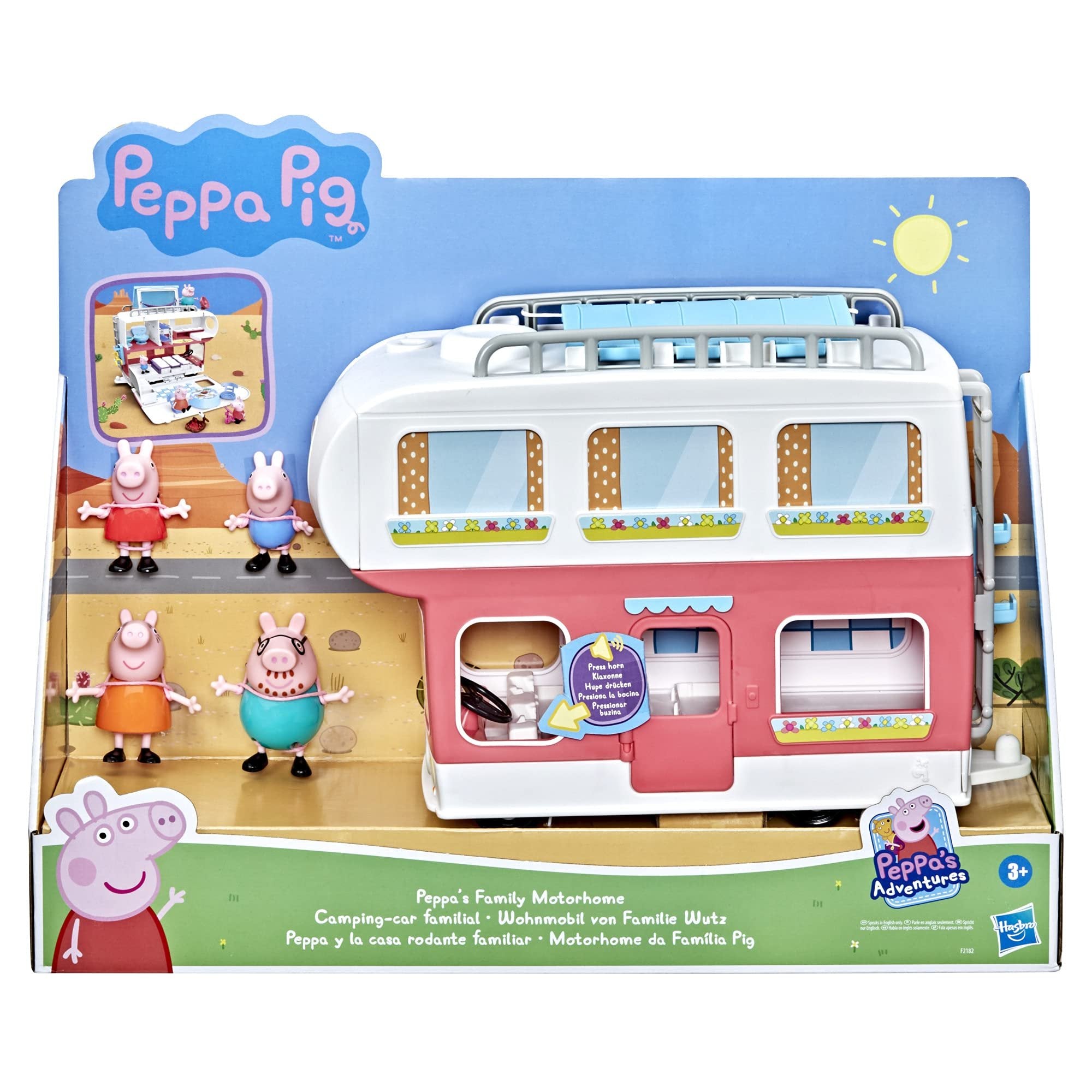 Peppa Pig Peppa’s Adventures Peppa’s Family Motorhome Preschool Toy, Vehicle to RV Playset, Plays Sounds and Music, Ages 3 and up