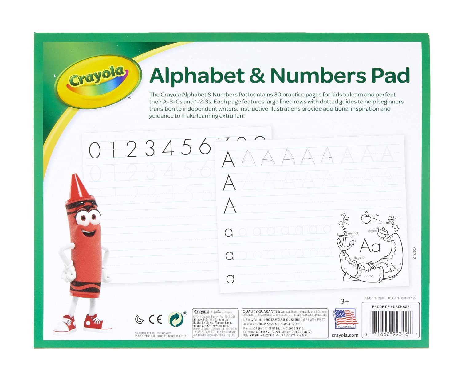 Crayola Alphabet Pad, Tracing Worksheets, 30 Pages, White, 10 x 8 Inches