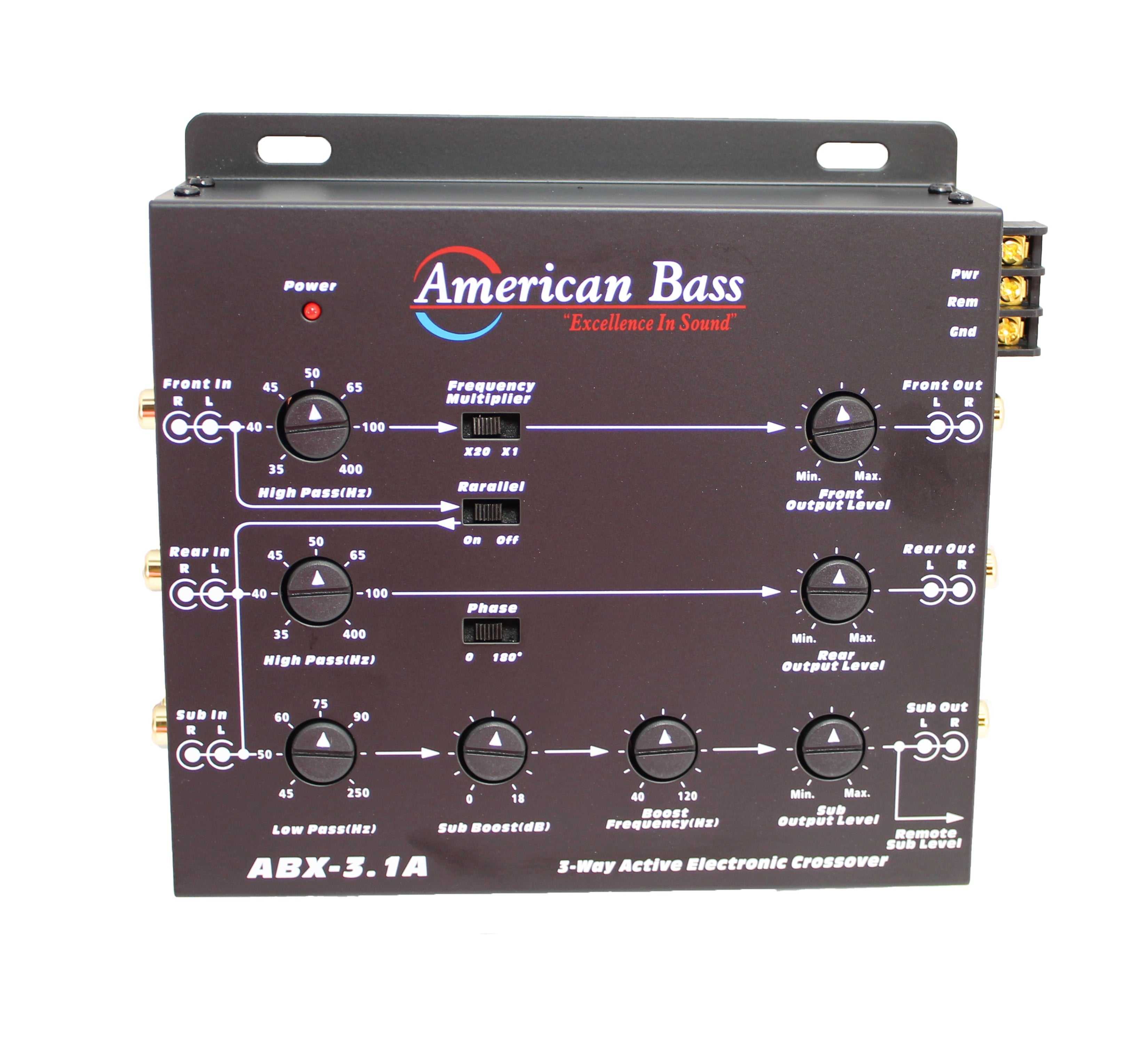 American Bass Black 3 Way Electronic Crossover w/ Remote Bass Knob ABX 3.1A