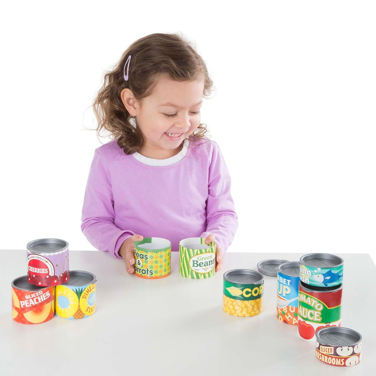 Melissa & Doug Let's Play House, 10 Grocery Cans with Removable Lids, Toy Food & Play Kitchen Accessories, Preschool Learning Toys for Girls & Boys 3+
