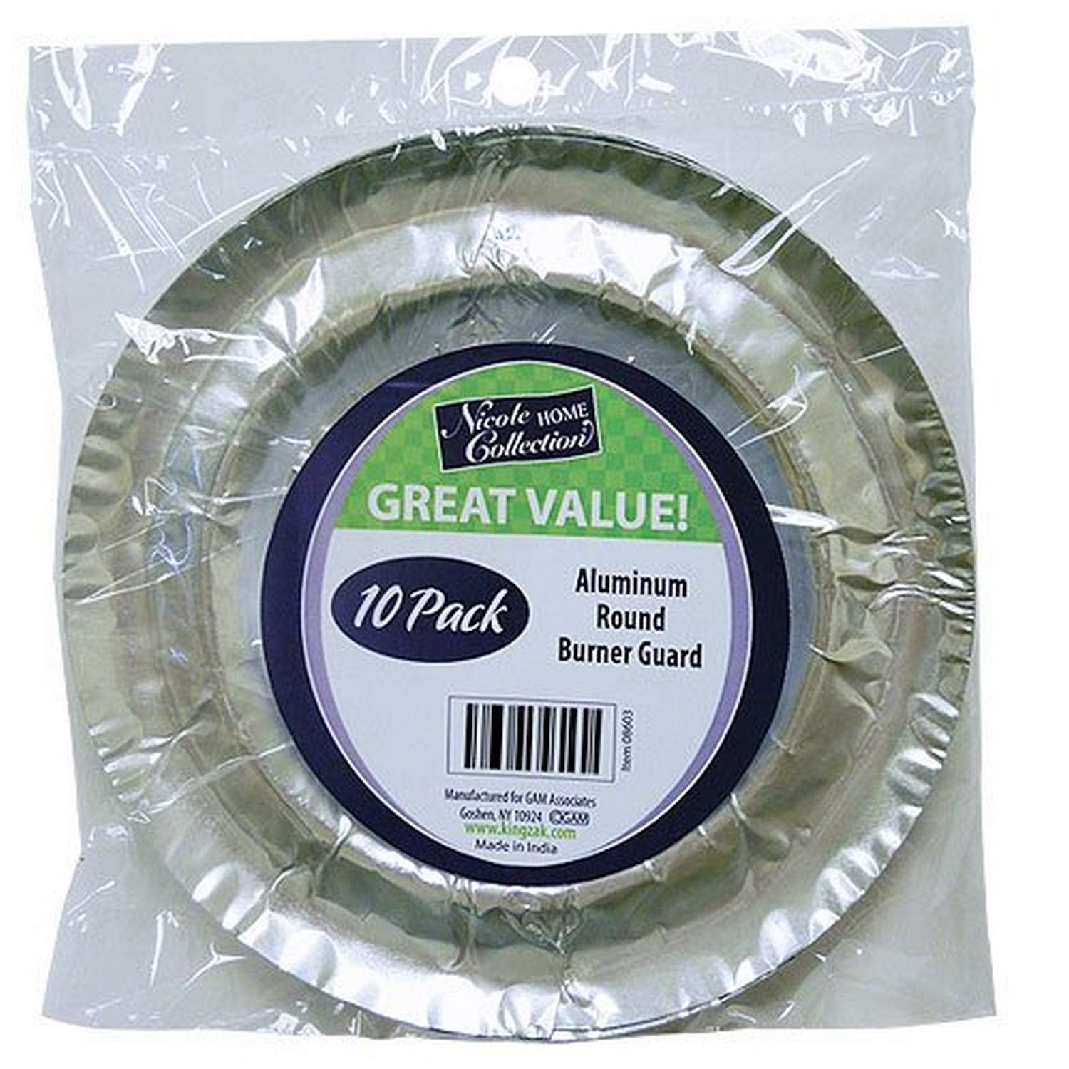 Gas Stove Disposable Burner Liner, Aluminum Foil Burner Cover, Range Guard, 8.375 Inches, Pack of 10 (Round)