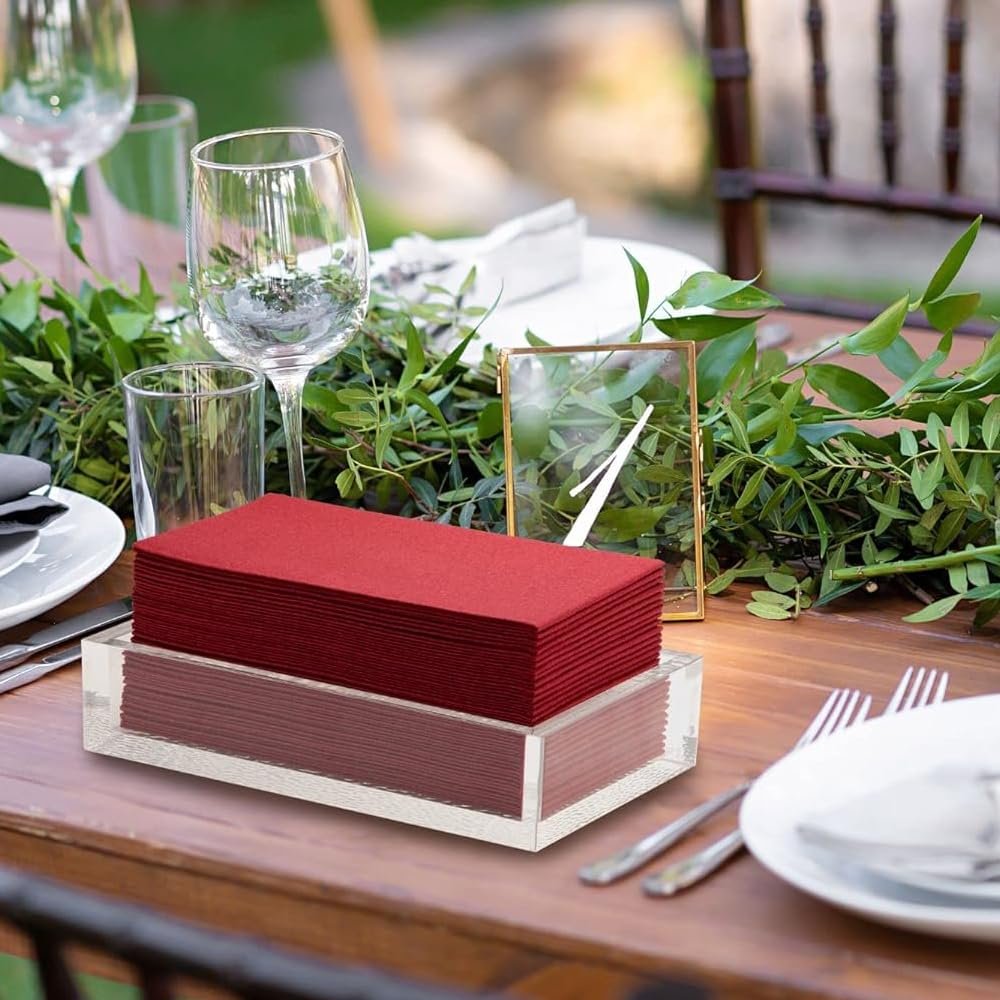 Premium Quilted Burgundy Cloth-Like Guest Paper Towel - (Pack of 30) - Elegant Design - Perfect for Bathrooms, Parties, and Special Events