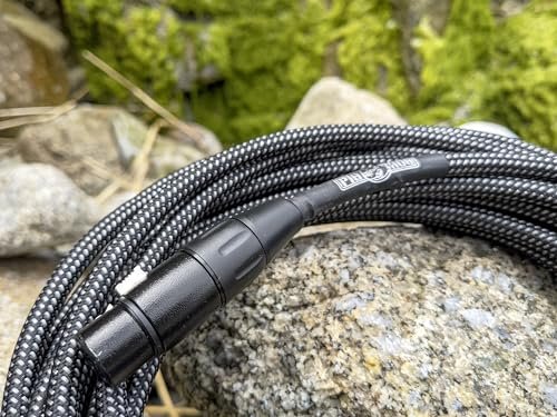 Pig Hog PHM20BKW Black/White Woven High Performance XLR Microphone Cable, 20 Feet