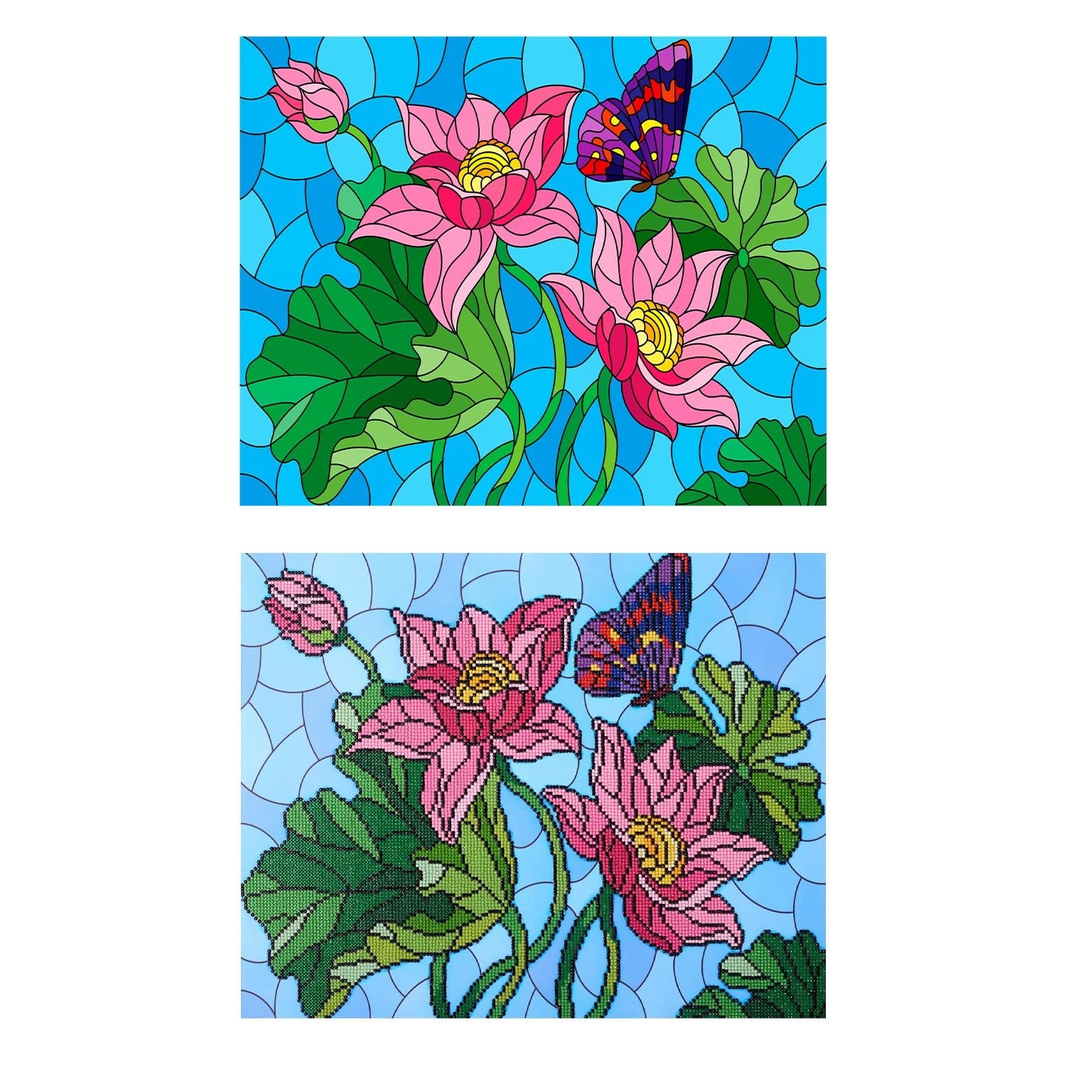 Leisure Arts DIAMND Art KIT 16X20 SG, Stained Glass Flower