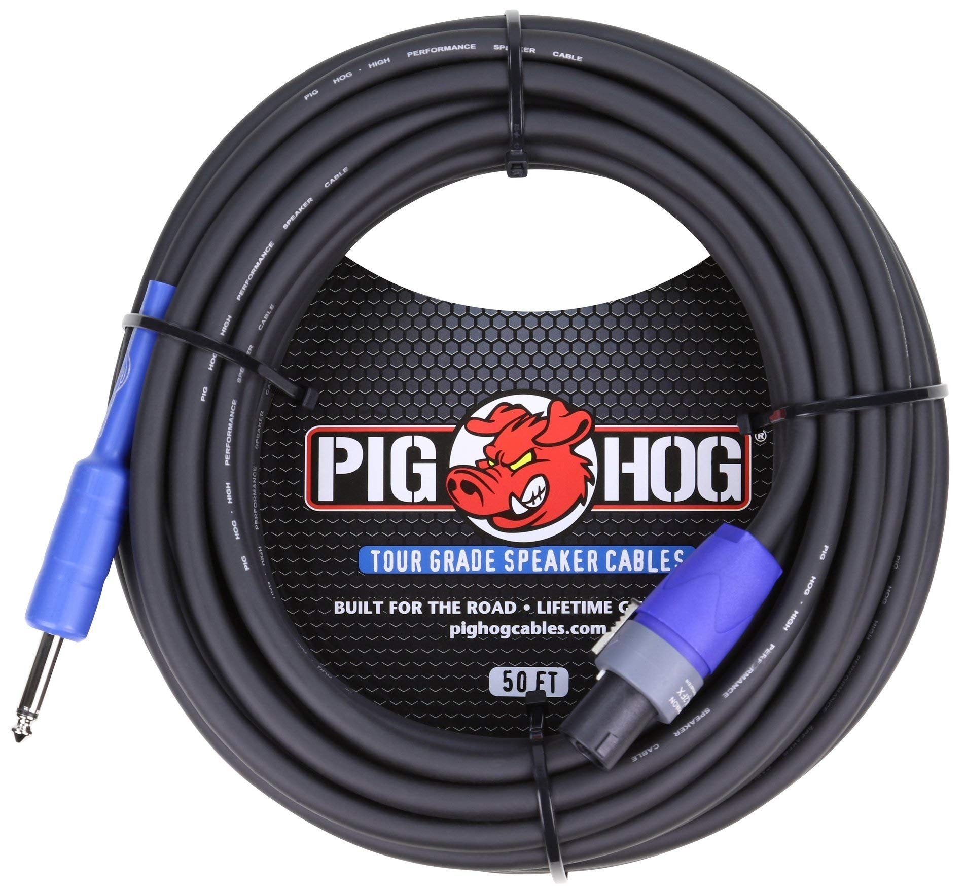 Pig Hog PHSC50S14 High Performance 14 Gauge 9.2mm speakON to 1/4" Speaker Cable, 50 Feet