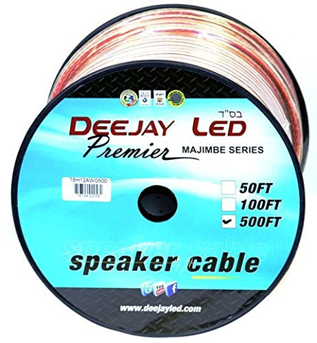 Ultimate 500-Foot 2-Conductor 12 Gauge Stranded Thick Speaker Hook Up Cable for Connecting Audio Stereo to Amplifier, Surround Sound System, TV Home Theater and Car Stereo DEEJAY LED TBH12AWG500