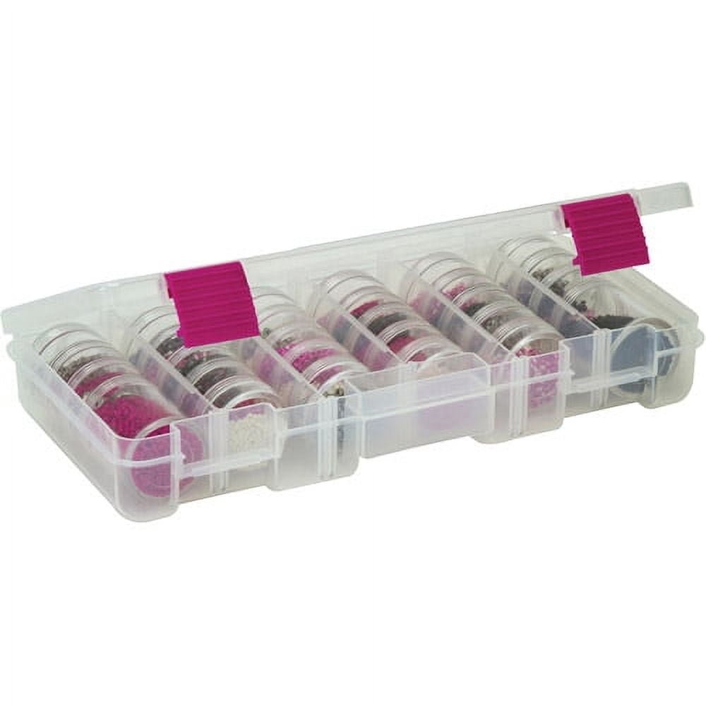 Creative Options Pro Latch Storage System, 10.875" x 5.5" x 1.75", 6 Clear Stack Jar Sets, Clear/Magenta