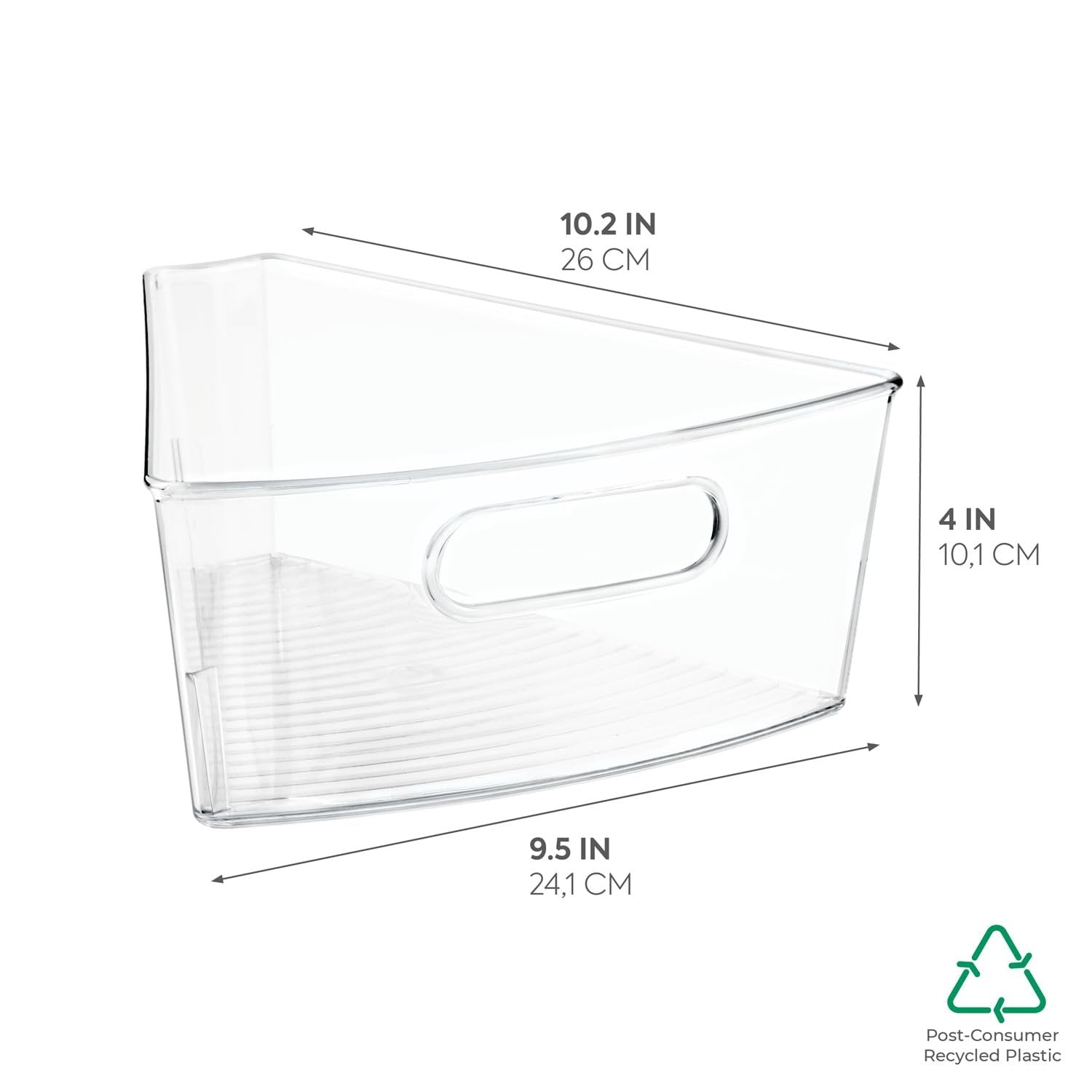 iDesign Plastic Lazy Susan Cabinet Storage Bin, 1/8 Wedge Container for Kitchen, Pantry, Counter, BPA-Free, 10.25" x 9.5" x 4", Clear