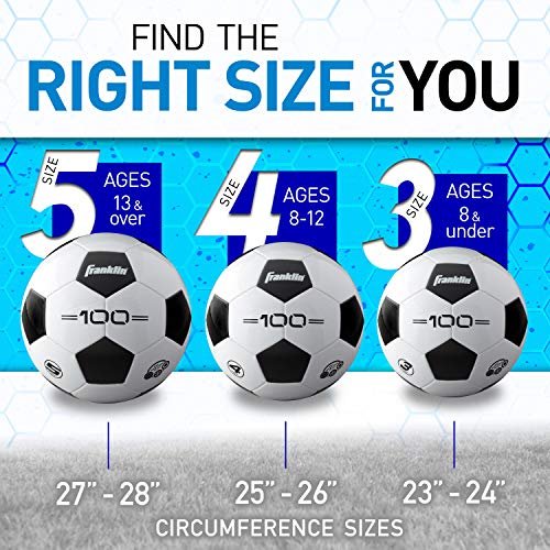 Franklin Sports Soccer Balls - Size 5 F-100 Soccer Balls - Adult Soccer Ball , White/Black