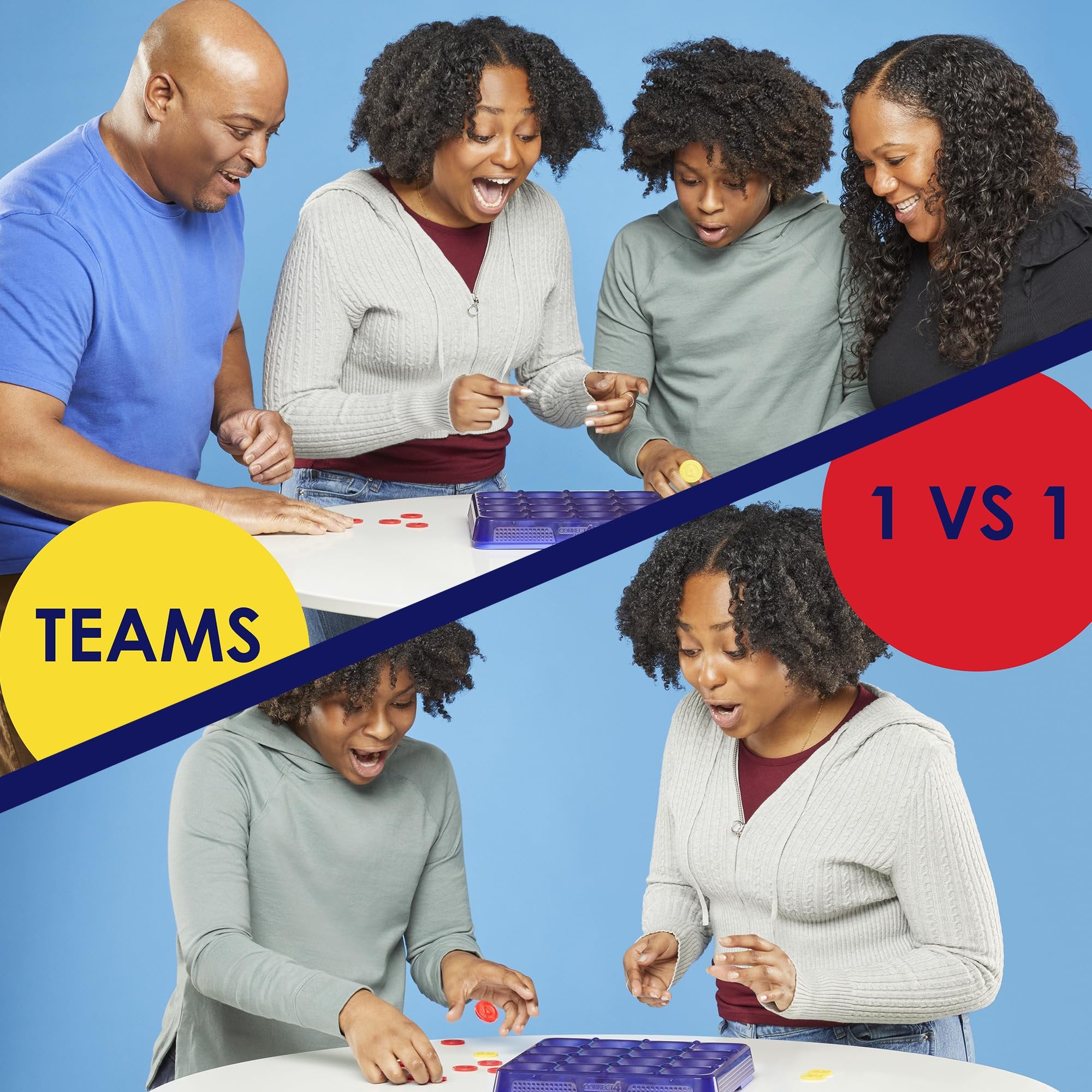 Connect 4 Frenzy Game | Bounce Discs 4 The Win | Family Party Games for Kids, Teens, and Adults | Ages 8+ | 2 to 6 Players | 10 Mins. | Portable Games