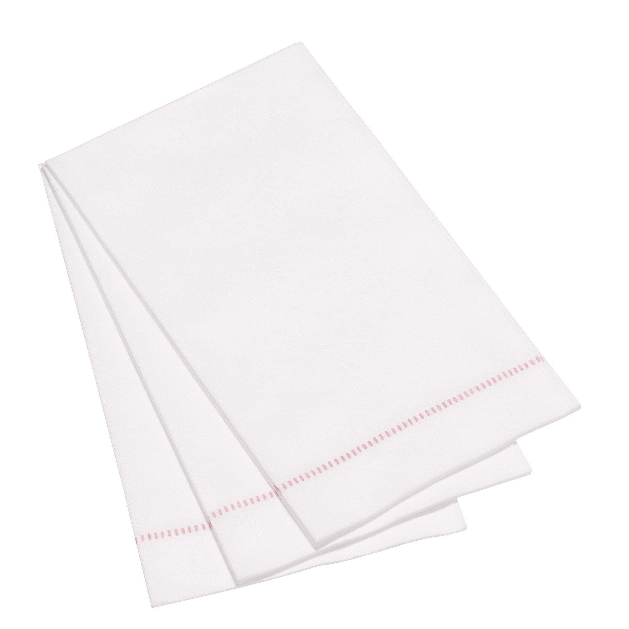 The Napkins Premium 25ct Hemstitch Napkins | Biodegradable and Compostable | Dinner, Guest Towel and Cocktail Napkin Sizes (Guest Towel (33x40cm), Dusty Rose)