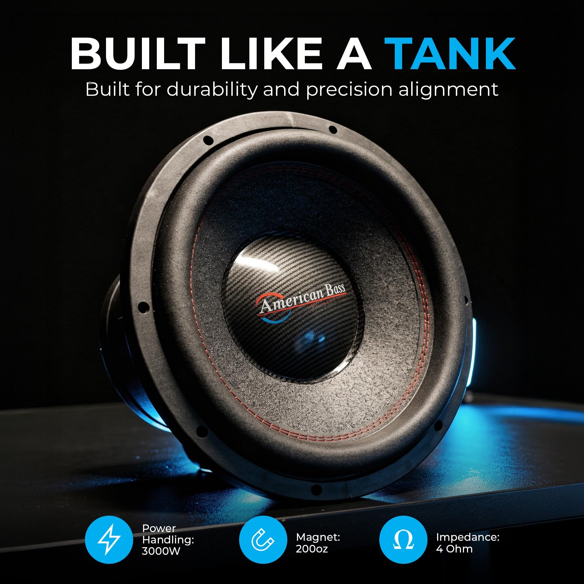 American Bass Hawk 15” Subwoofer, 3000W Max / 1500W RMS, 3” Voice Coil, 200oz Magnet, Cast Basket, High-Performance SPL Subwoofer Car Audio Driver for Deep, Clean Bass in Ported Subwoofer Enclosures