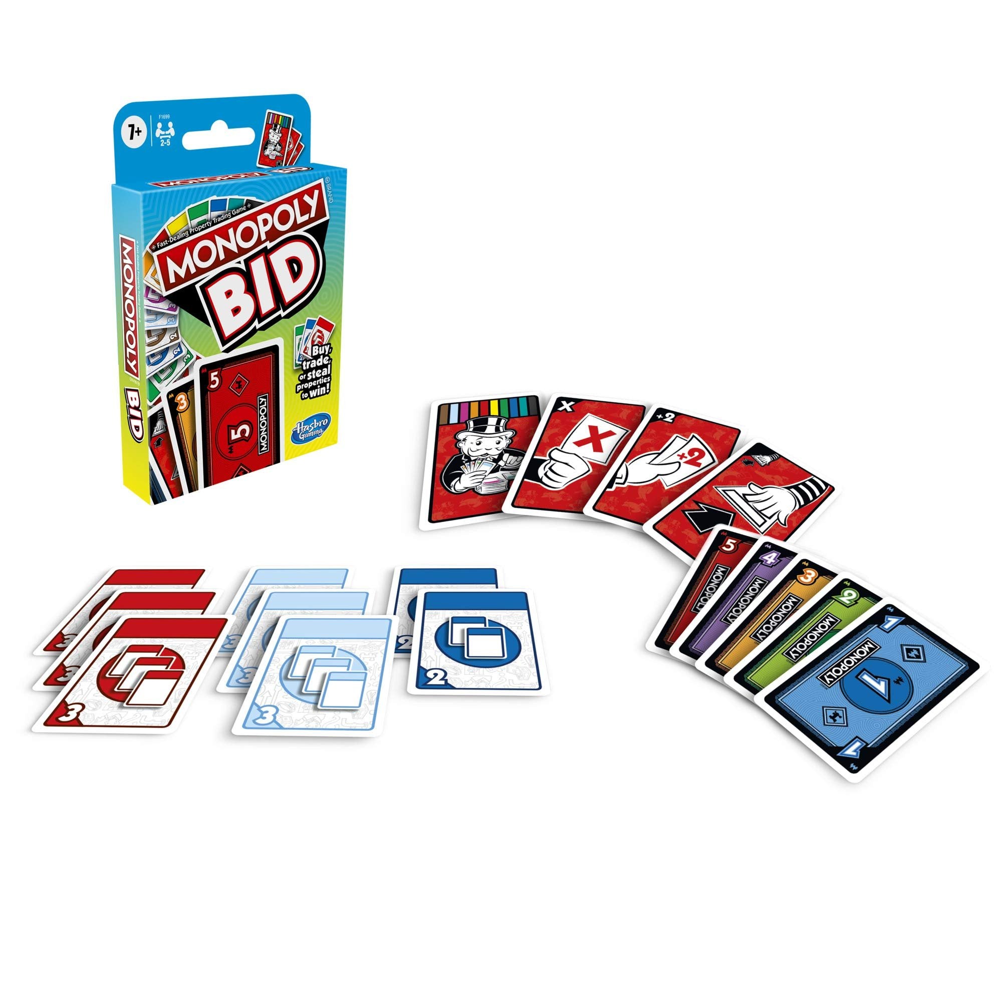 Monopoly Hasbro Gaming Bid Game,Quick-Playing Card Game for 4 Players,Game for Families and Kids Ages 7 and Up