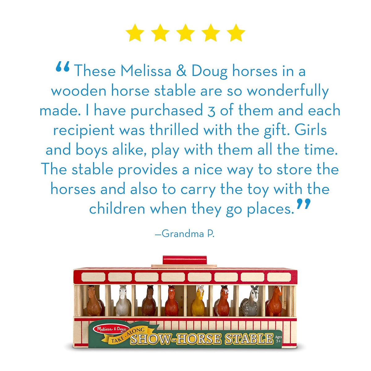 Melissa & Doug Take-Along Show-Horse Stable Wooden Barn Toy Set