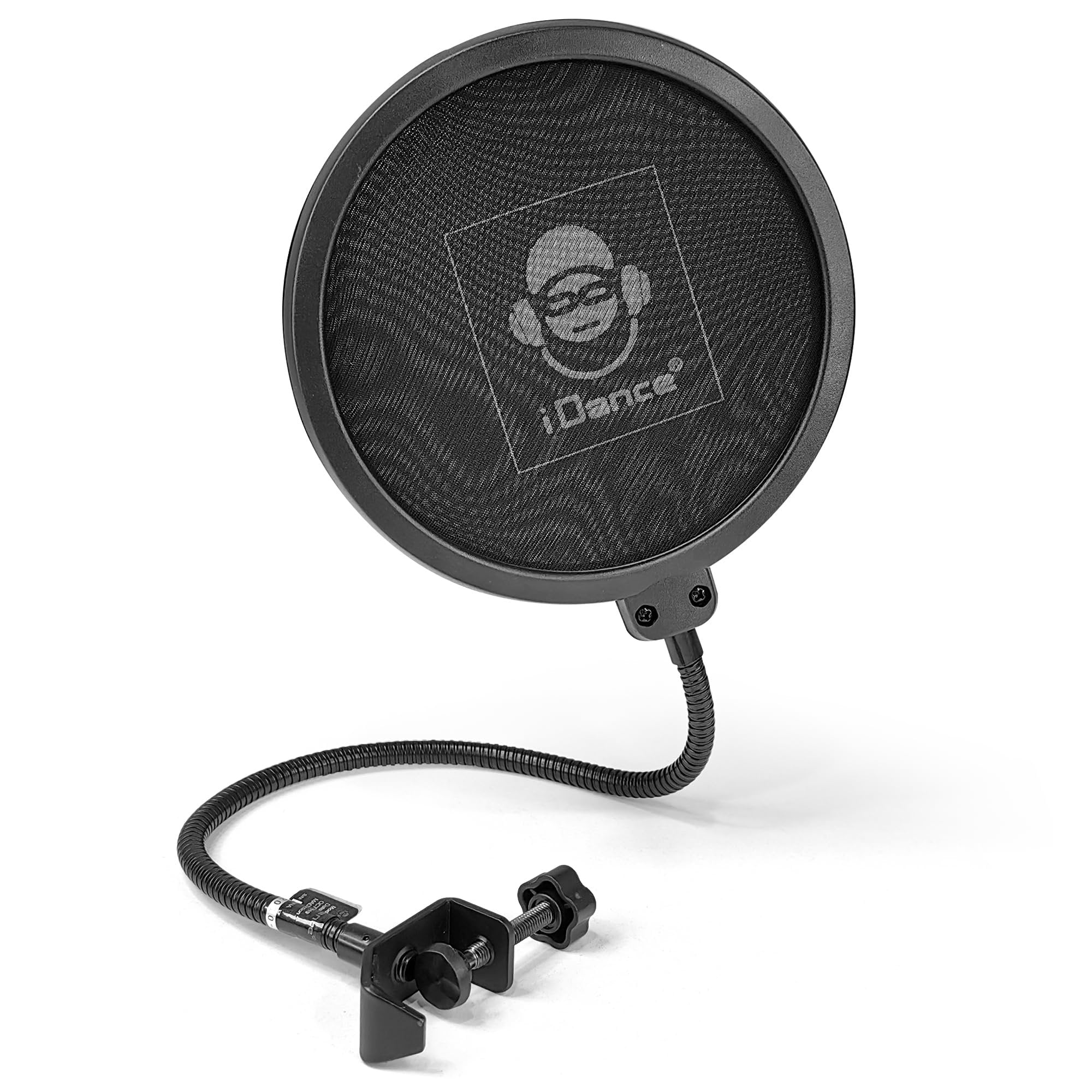 iDance Professional Microphone Pop Filter Shield, Wind Pop Screen with Flexible 360 Degree Gooseneck Clip Stabilizing Arm for Vocal Recording and Live Broadcasting
