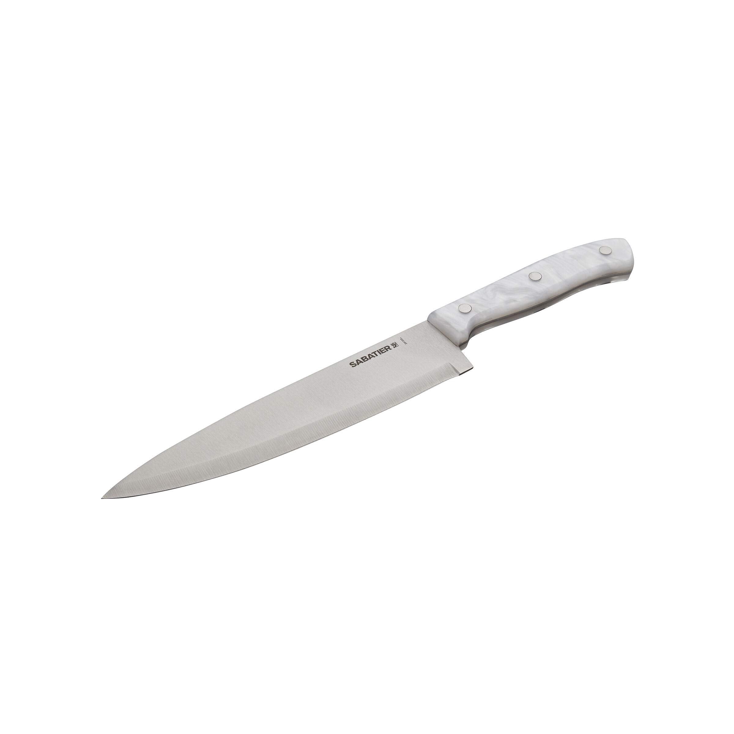 Sabatier Triple Riveted Chef Knife, 8-Inch, High-Carbon Stainless Steel, Razor-Sharp Kitchen Knife to Cut Fruit, Vegetables and more, White
