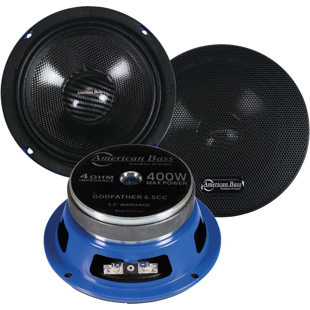 AMERICAN BASS GF-6.5CC 400 Watts Max, 4 Ohm 6.5" Mid Range Speaker - Pair, with 22OZ High Grade Magnet