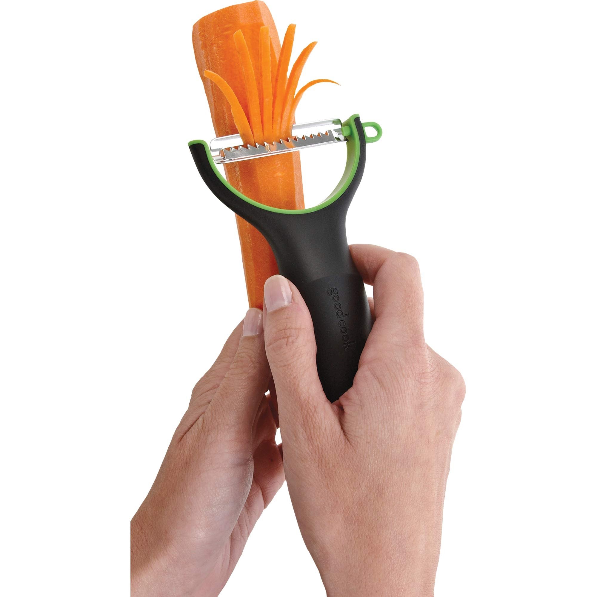 GoodCook Y-Shaped Julian Vegetable Peeler, Easy Grip, Stainless Steel Blade, Black and Green