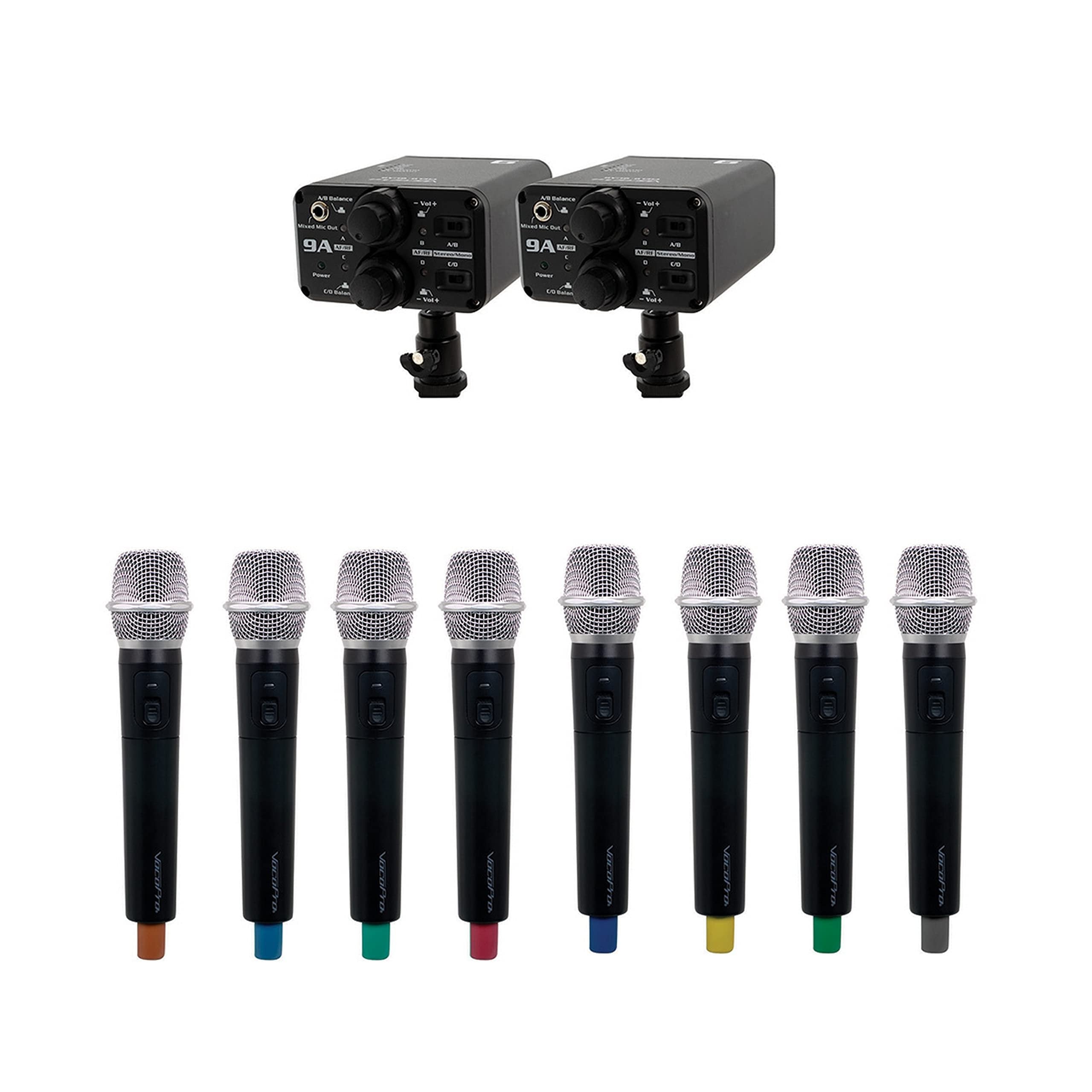 VocoPro - Portable Eight Handheld Field/Camera-Mountable Wireless Microphone System. (VCOFIELD-QUAD-FILM-8H)