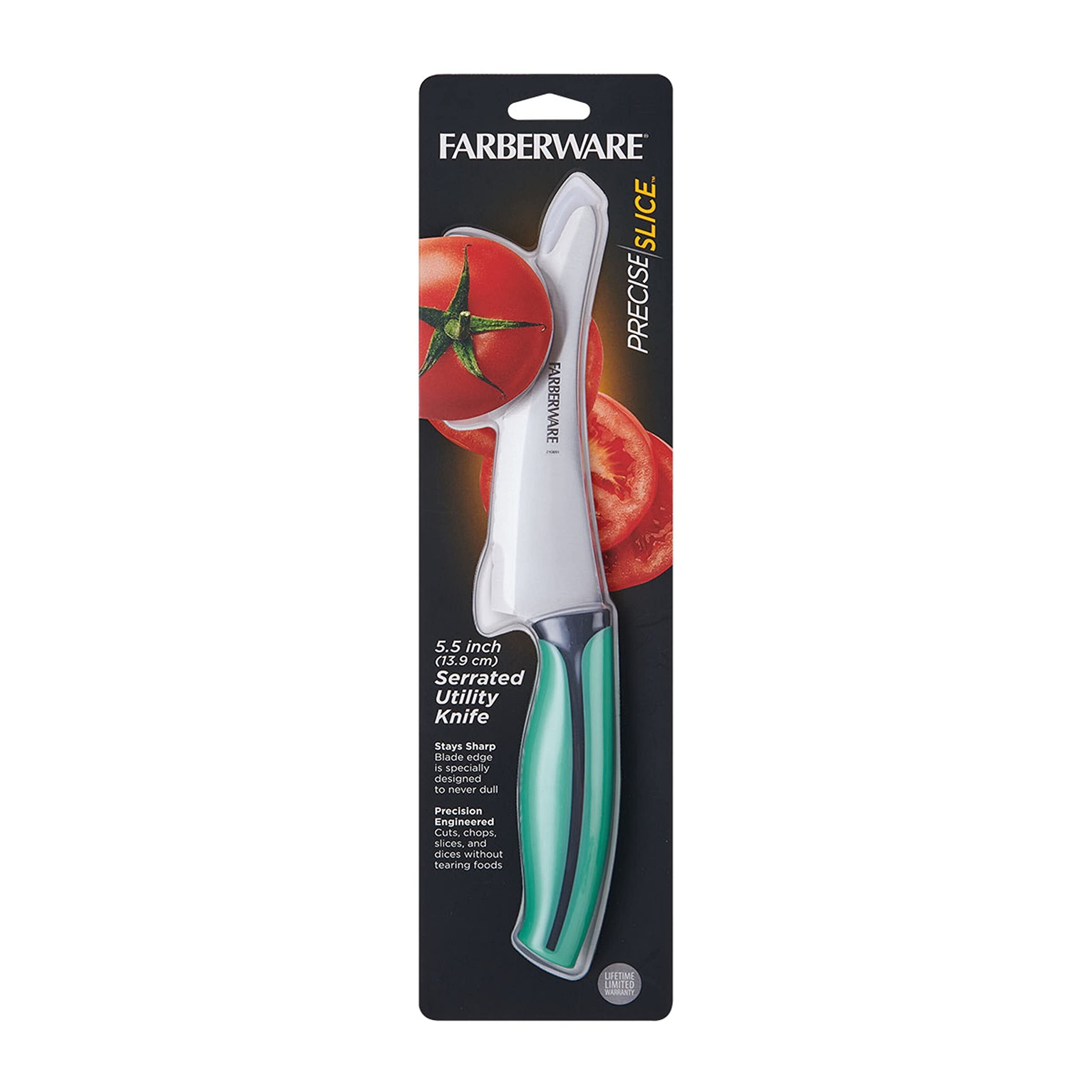 Farberware Slice Bread Knife Ultra-Sharp Serrated Blade, Ergonomic Soft-Grip Handle, Ideal for Precise Cutting, 8 inch, Maroon