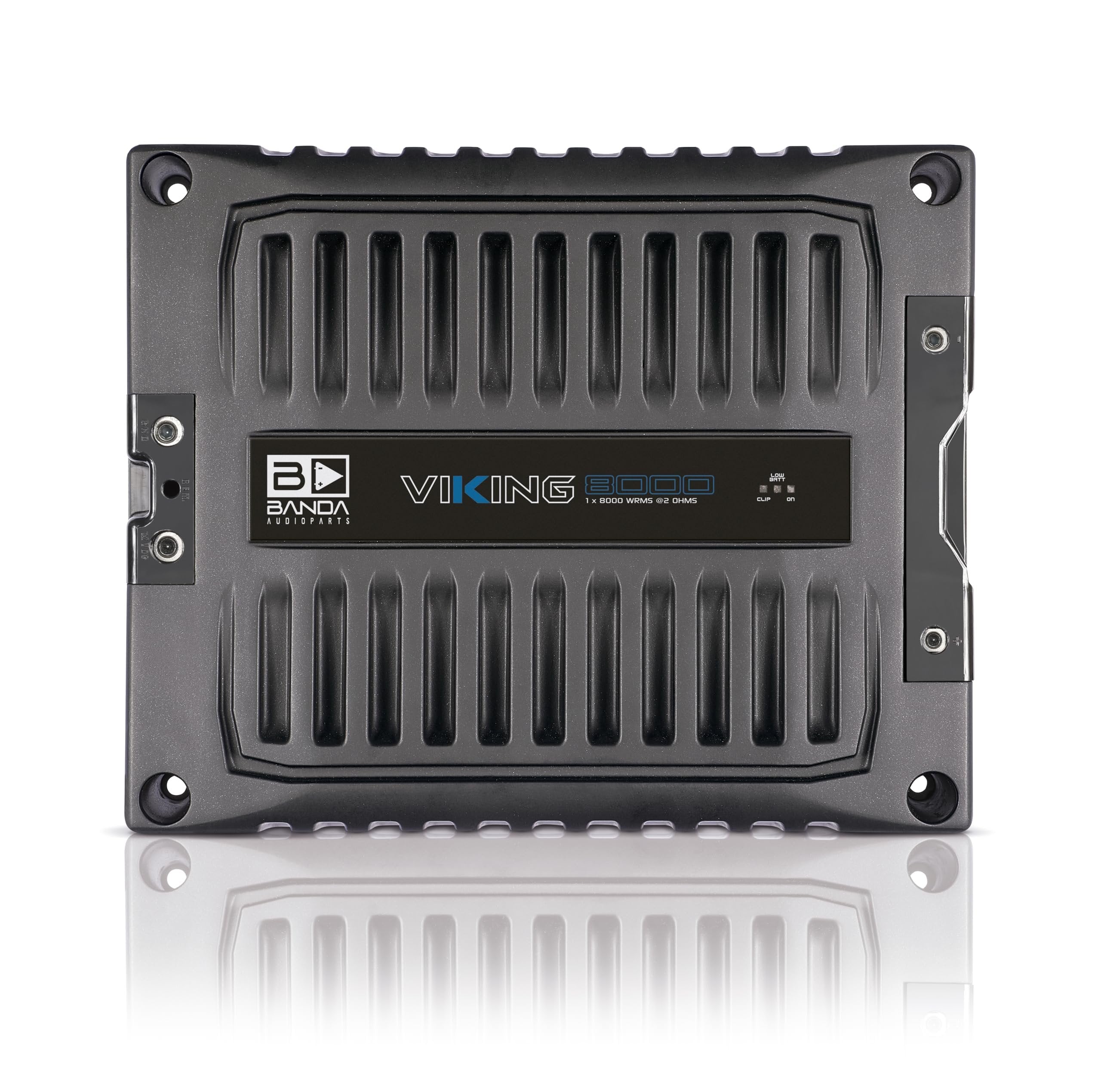 Banda VIK8000.2BK Car Amplifier Audio Speaker 2-Ohms Full Range New Viking 8000 Watts Rms LED Indicator Sound Specialization Aluminum Chassis - Black
