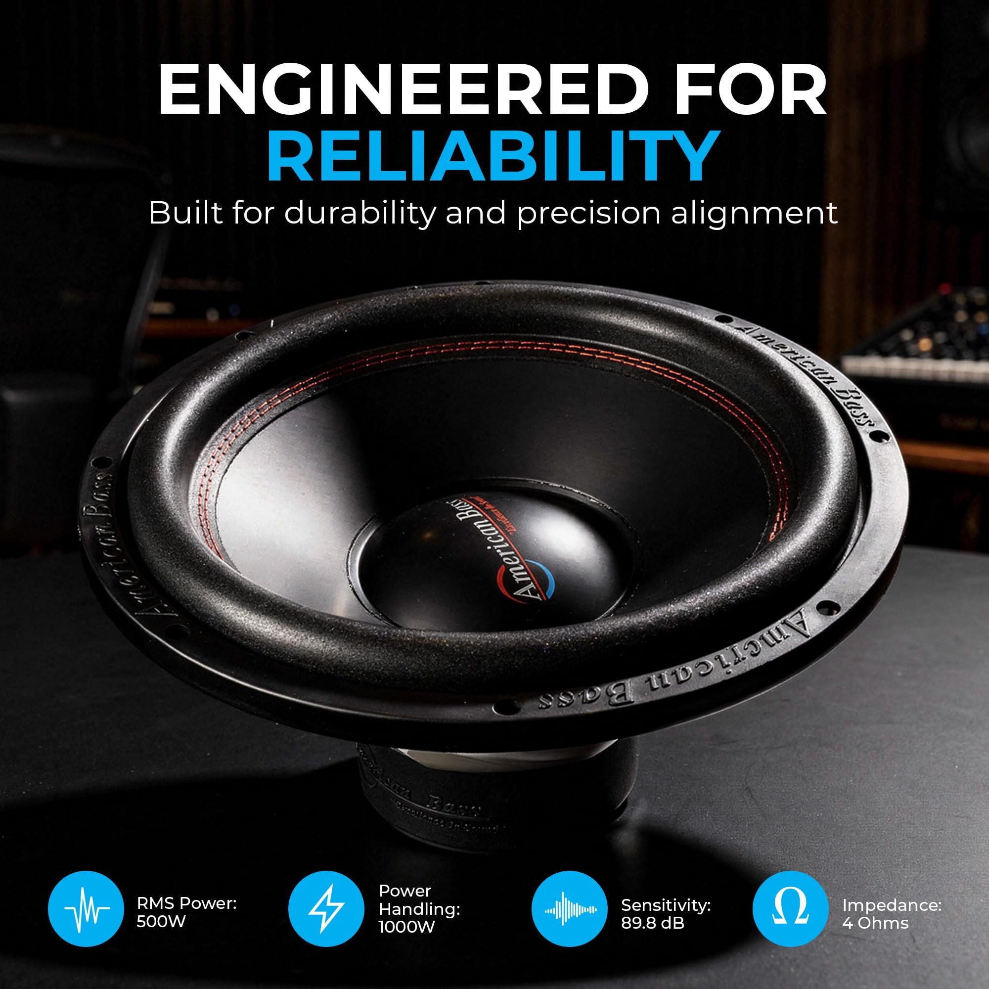 American Bass DX Series 15" Car Subwoofer, 1000W Peak / 500W RMS, 4 Ohm Car Audio with 125oz Magnet and 2.5" Voice Coil, Heavy-Duty Steel Basket, Powerful Bass for Car Audio Systems