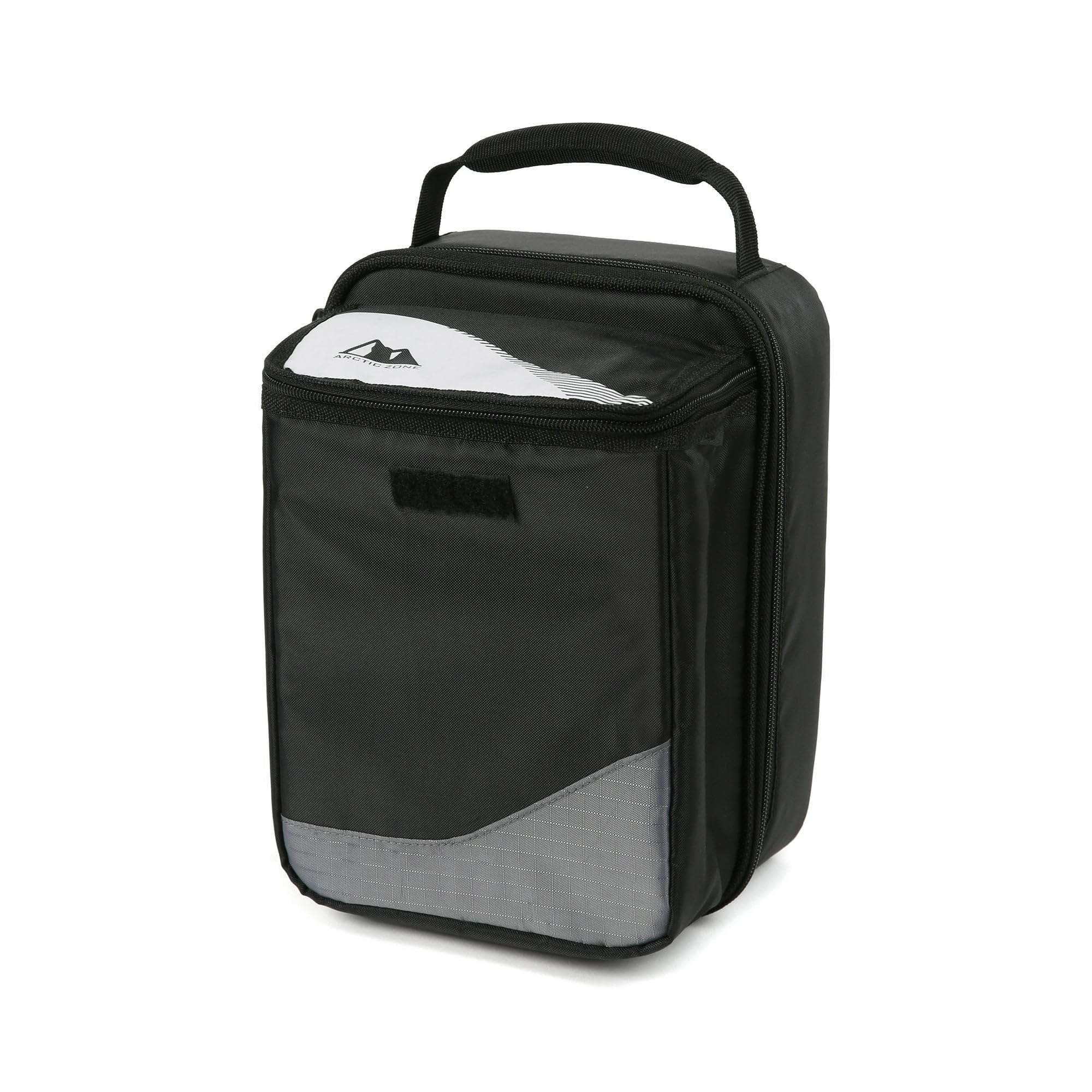 Arctic Zone Expandable HardBody Lunch Box, Black/White | Insulated Upright Cooler with Hard Liner, Adjustable Divider, Easy Clean, Leak-Resistant
