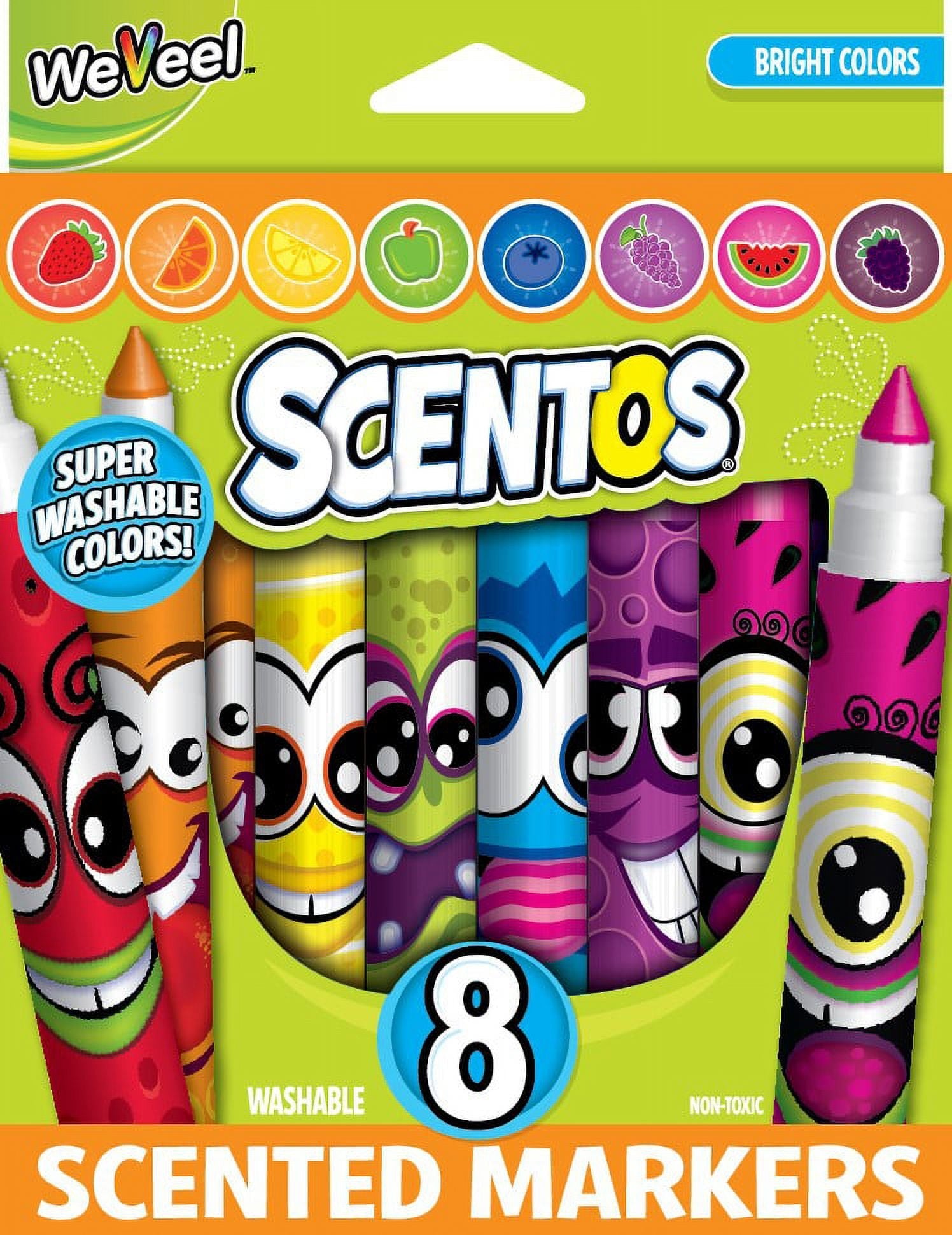 scentos classic scented markers for kids ages 4-8 - colored markers for school - coloring book markers (8-pack)