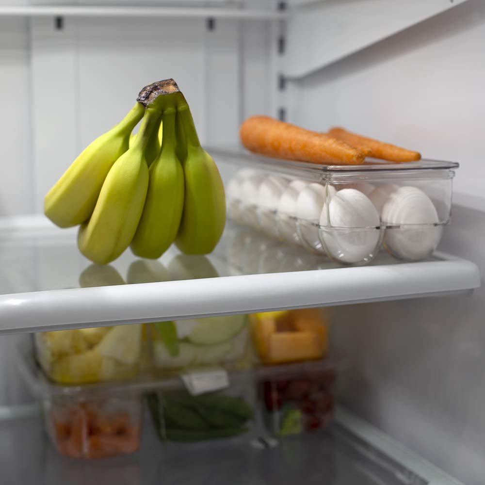 Home Basics Transparent Egg Holder with Clear Cover Durable Plastic Bin for Convenient Fridge and Pantry Organization | Ideal for Keeping Eggs Fresh and Neatly Organized