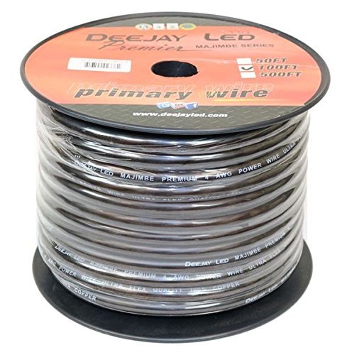 Four-gauge 100 Foot Black Pure Copper Stranded Power Cable Content Oxygen Free Copper Stranded Wire Style With Thick Black Outer Jacket Power Rating DEEJAY LED TBH4100BLKCOPPER