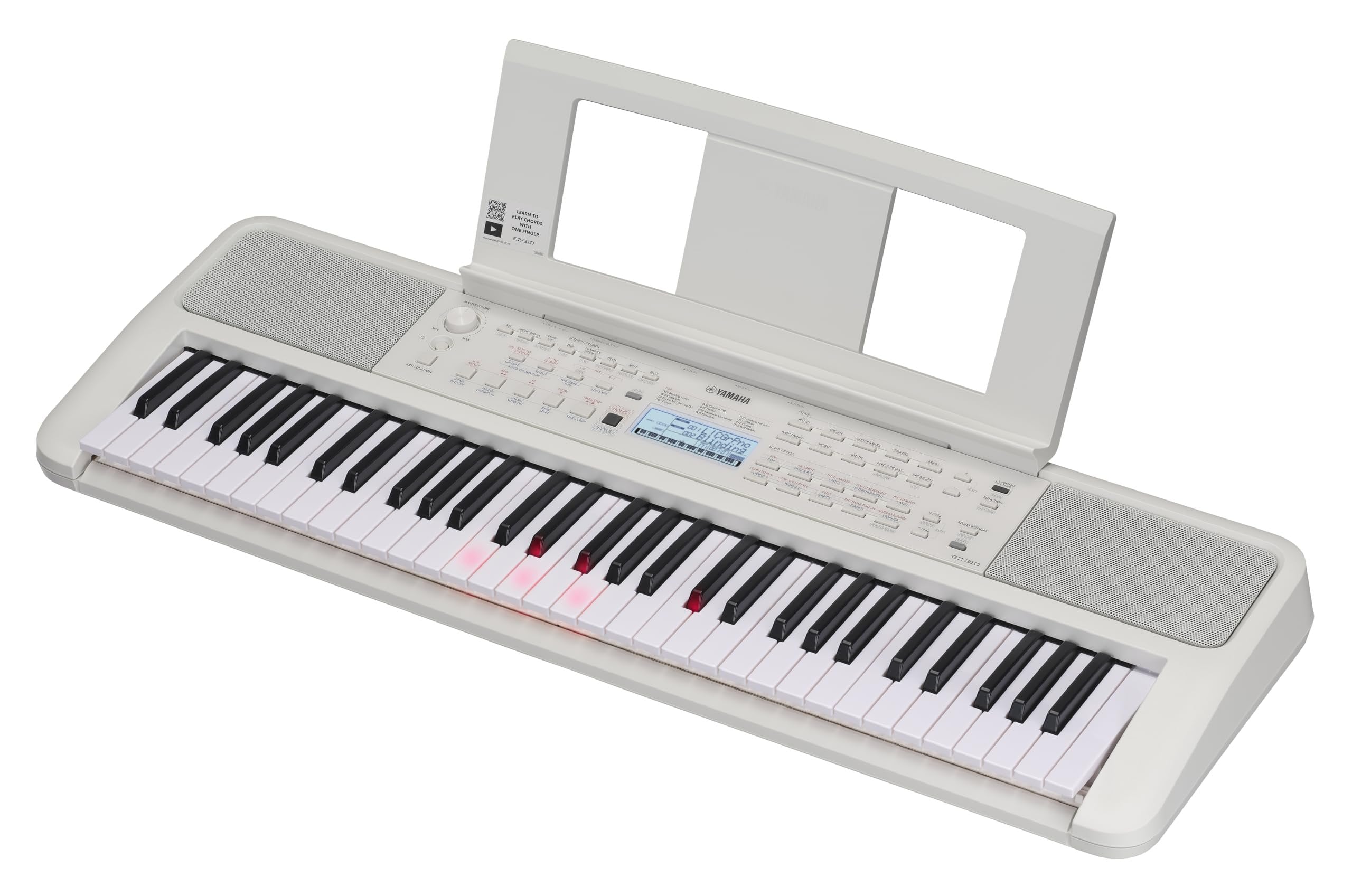 Yamaha EZ-310 61 Key Portable Keyboard with Lighted Keys with Music Rest, Power Adapter
