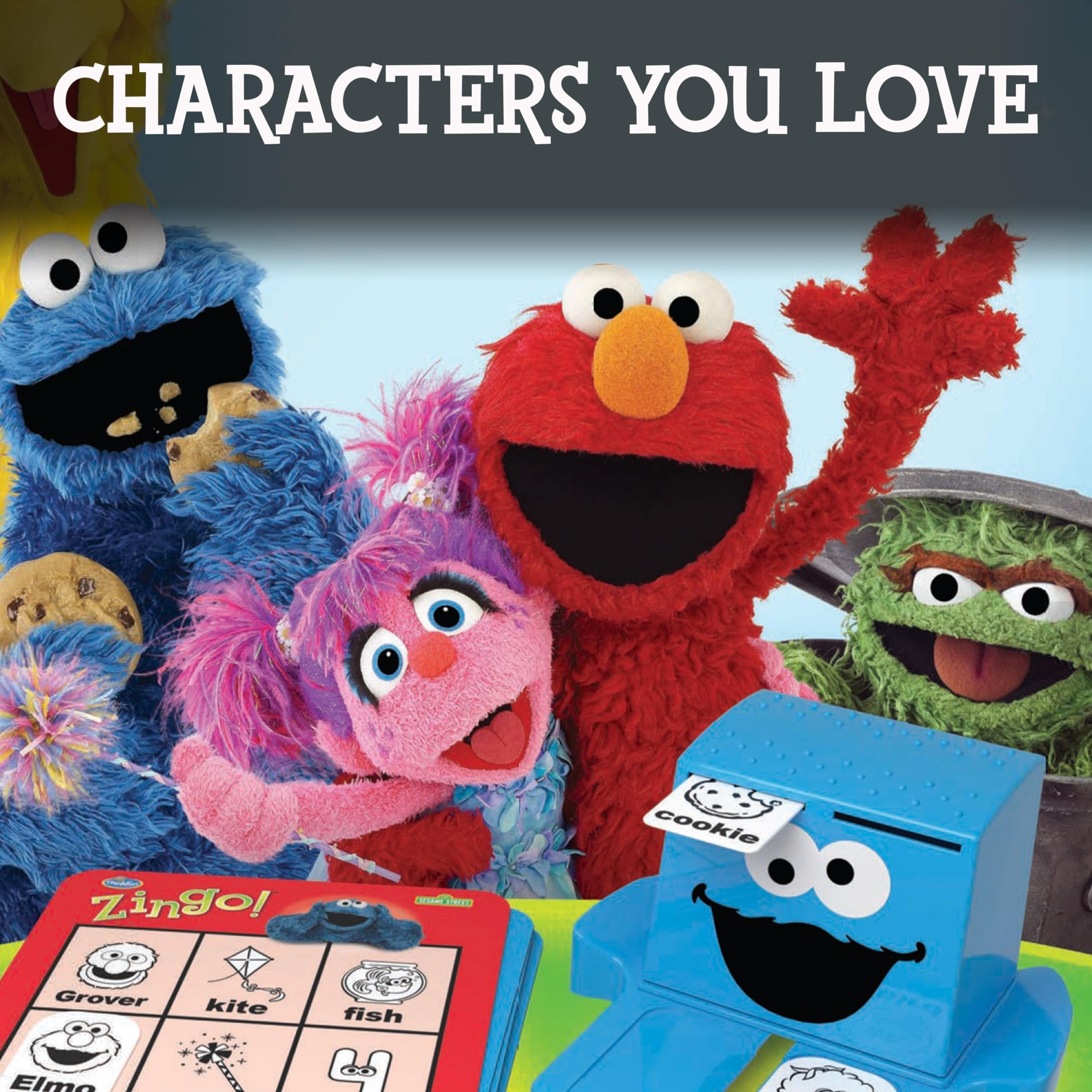 ThinkFun Sesame Street Zingo! Build Language Skills with All Your Favorite Sesame Street Characters. for Ages 4+