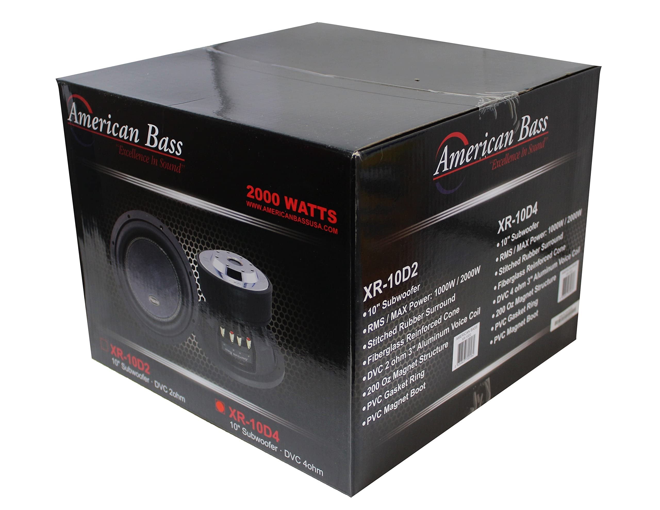 American Bass XD-1044 XD 10-inch Subwoofer 450 Watt RMS / 900 Watt Max Dual Voice Coil 4 Ohm Voice Coils 125 Oz Magnet