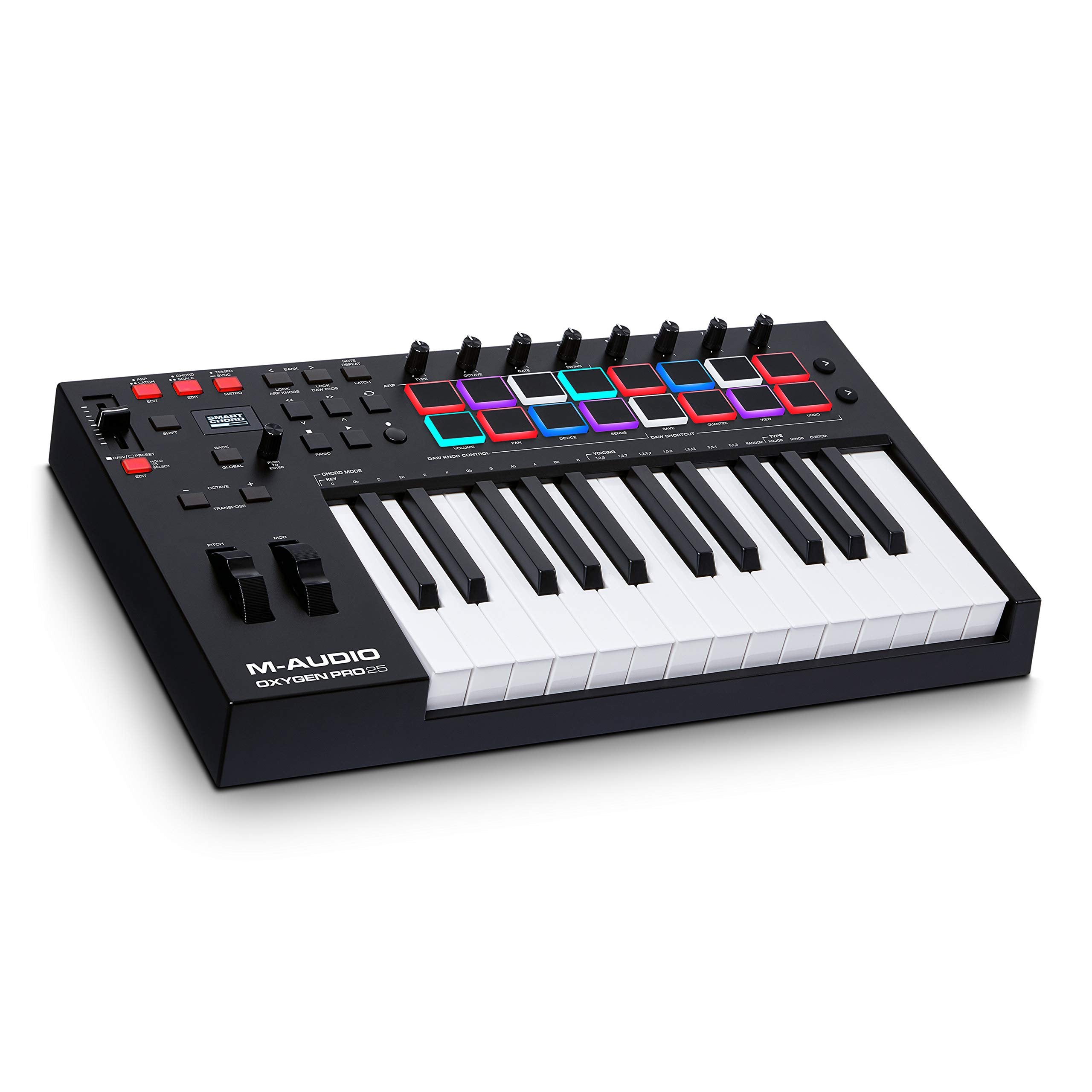 M-AUDIO Oxygen Pro 25 Key USB MIDI Keyboard Controller With Beat Pads, MIDI-assignable Knobs and Buttons, and Native Instruments Sound Package (NKS Integration)