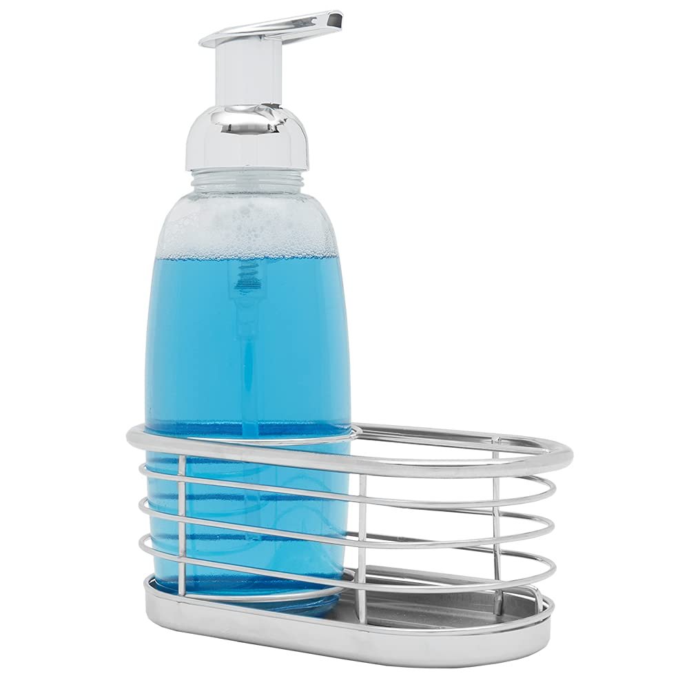 Efficient 14 oz. Liquid Soap Dispenser with Oval Open Wire Caddy by Home Basics | Controlled Dispensing, Easy-Refill Design, Minimize Soap Wastage, Durable Plastic Construction
