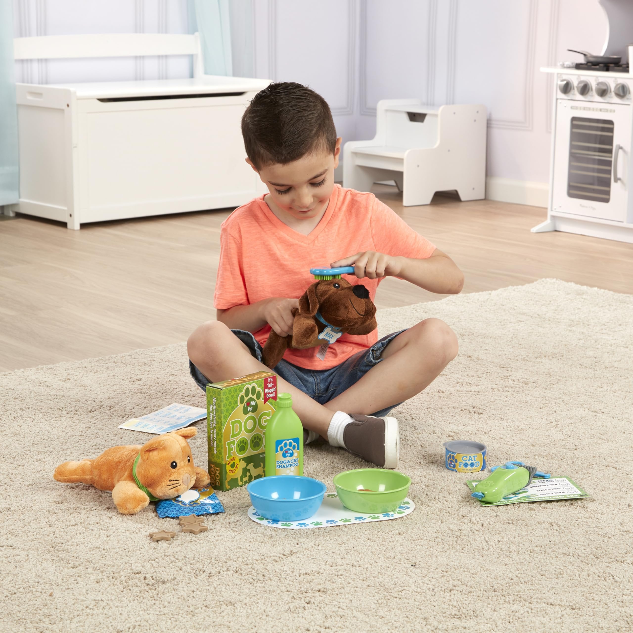 Melissa & Doug Feeding and Grooming Pet Care Play Set - Pretend Play Vet Toy Veterinarian Kit For Kids