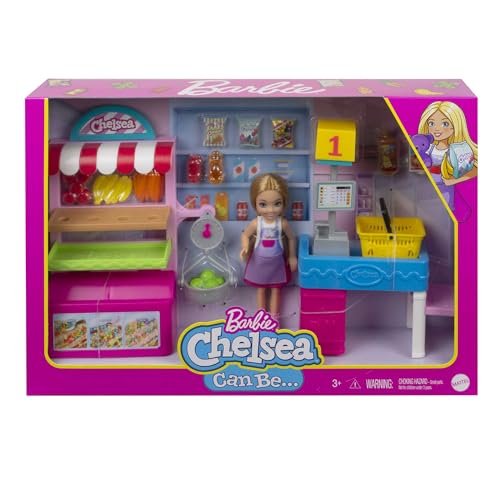 Barbie Chelsea Can Be Doll & Snack Stand Playset with 15+ Accessories Including Snack Stand, Register & Shopping Basket, Blond Doll