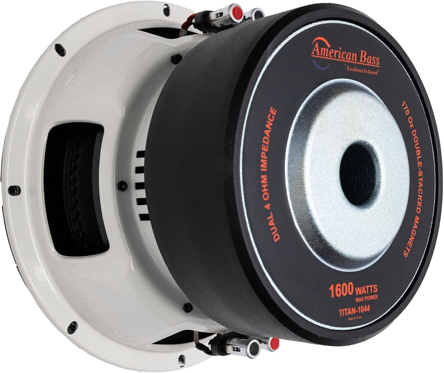 American Bass Titan 10" Subwoofer, 800W RMS / 1600W Max, Dual 4 Ohm, 3” Voice Coil, Kevlar Cone, Heavy-Duty Stamped Basket, High Performance 10 Inch Subwoofer Car Audio Driver for Ported Boxes
