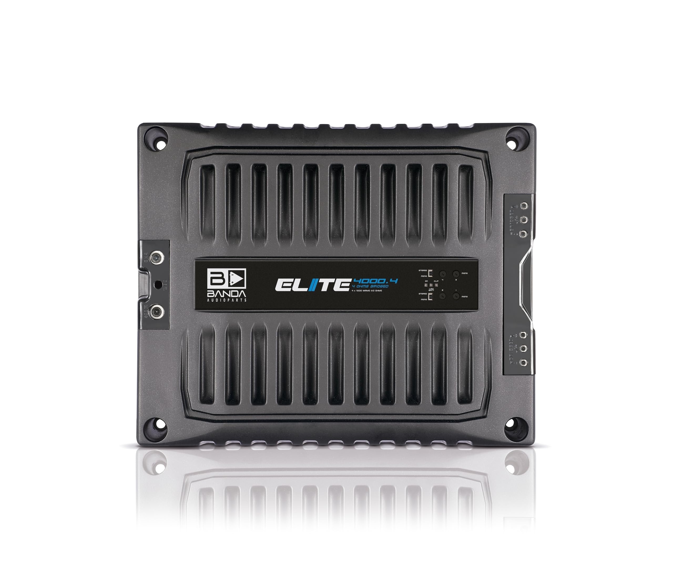 BANDA Audioparts ELITE4000.42OHMS 4-Channel 1000 Watts Max @ 2 Ohm Car Audio Amplifier with Highpass Filter and Low Pass Filter, Black - 4000.42OHM
