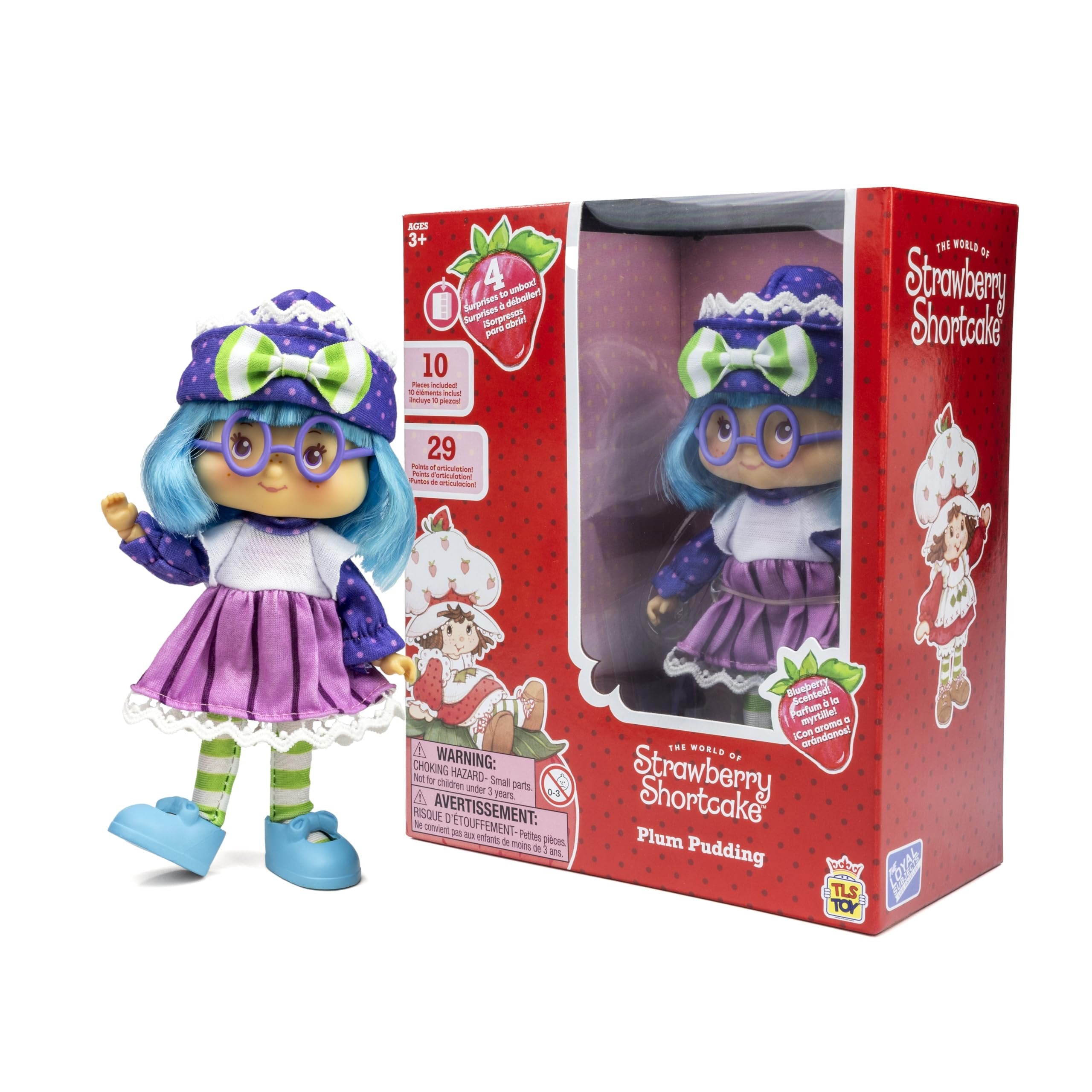 Strawberry Shortcake 'Limited Edition' Plum Pudding 5.5-inch Poseable Sweet Scented Fashion Doll with 4 Surprise Reveal Accessories