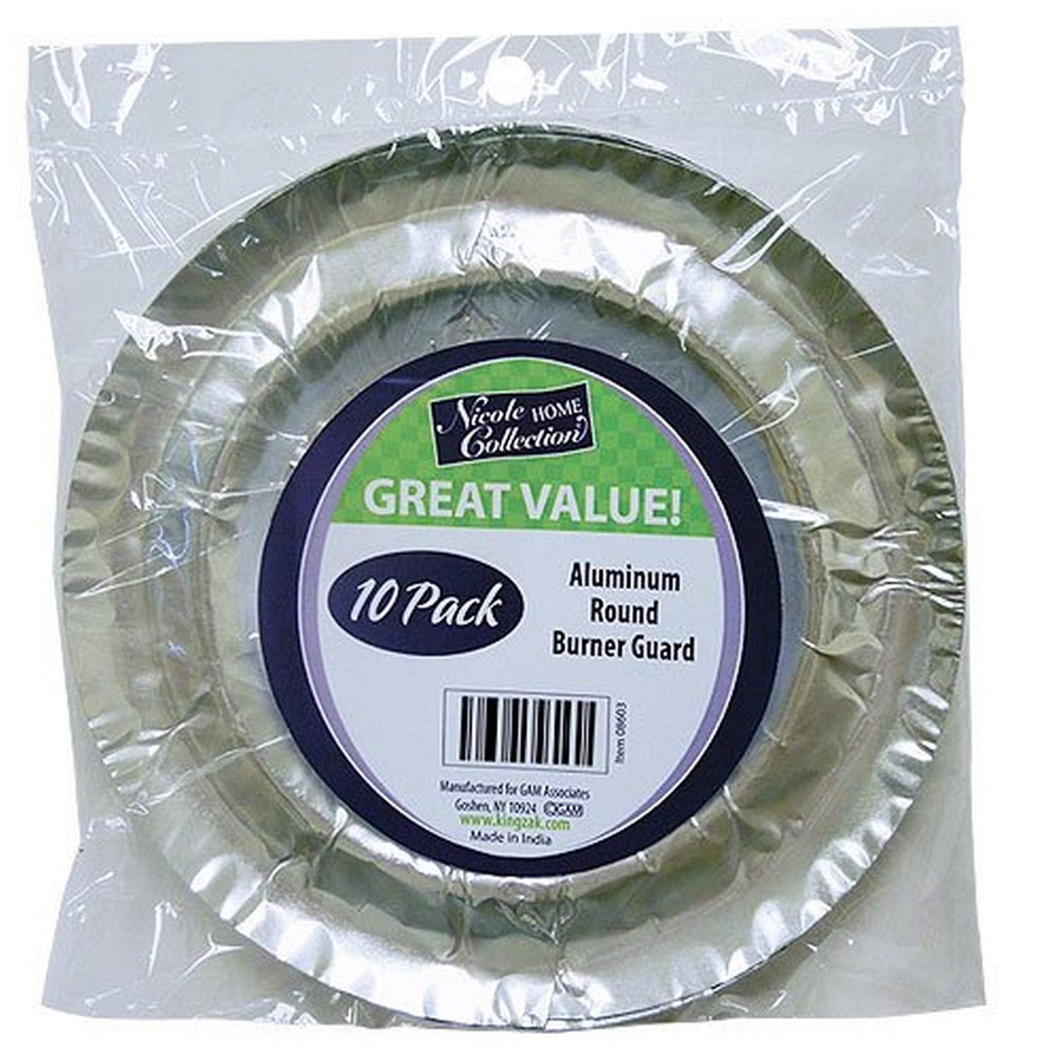 Gas Stove Disposable Burner Liner, Aluminum Foil Burner Cover, Range Guard, 8.375 Inches, Pack of 10 Round