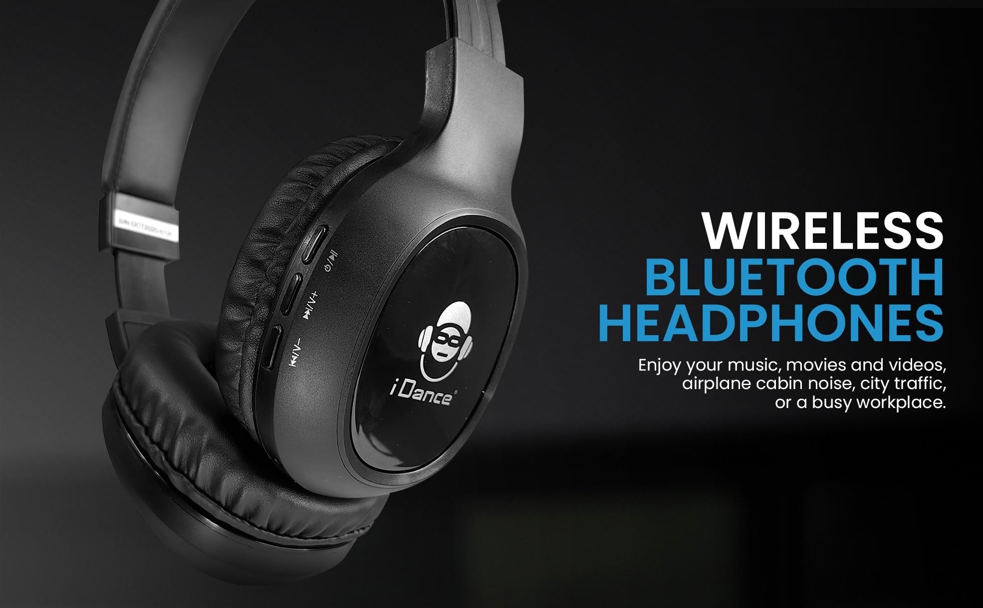 iDance Wireless Bluetooth Headphones with Noise Canceling and Built-in Microphone, Bluetooth Headphones Over Ear, 60 Hours Playtime Wireless Headphone, Super Bass Sound for Travel, Home, Cellphone