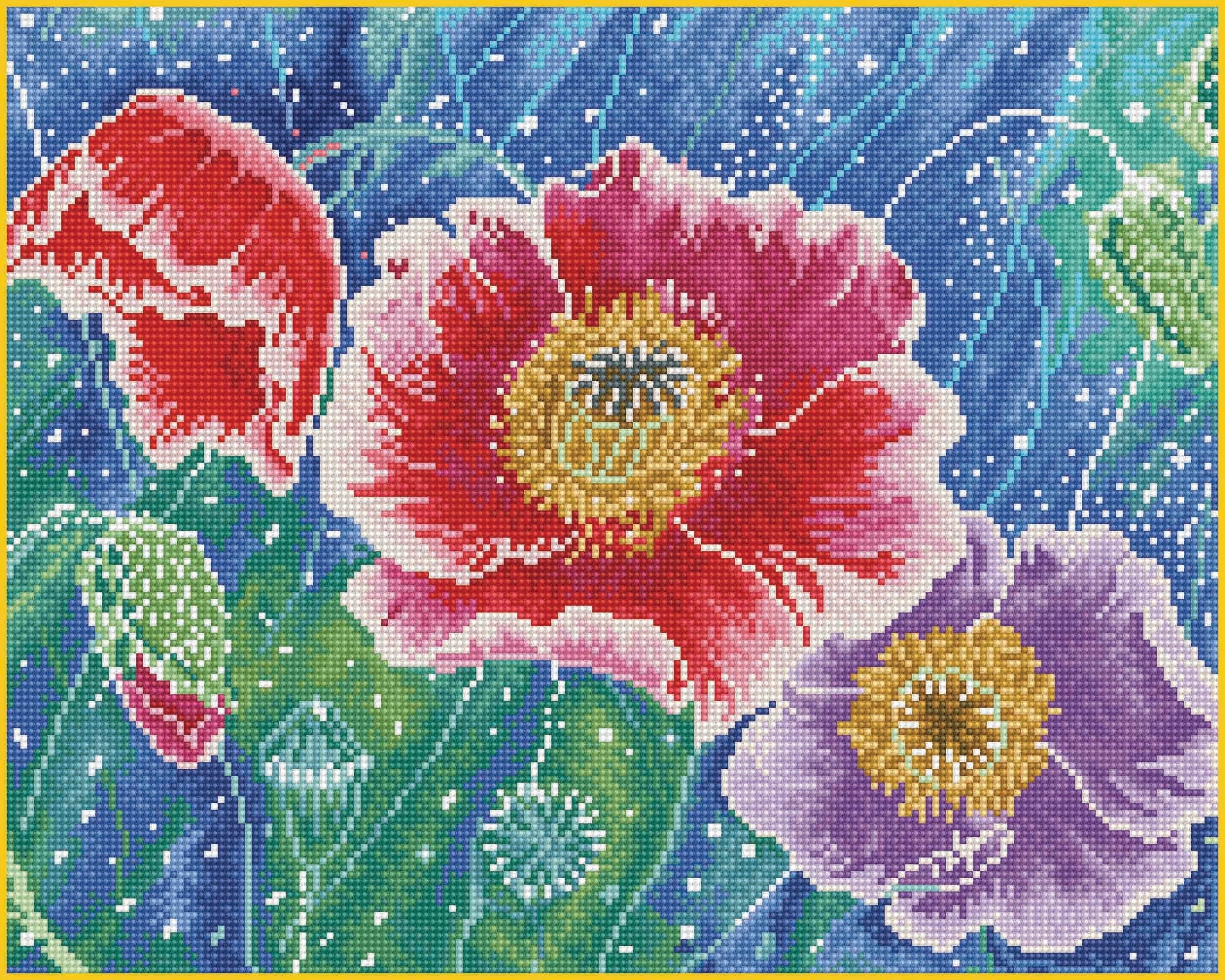 Diamond Art By Leisure Arts Batik Poppies, 16"X20", Advanced Diamond Painting Kits For Adults, Art For Adults, Kit, Painting