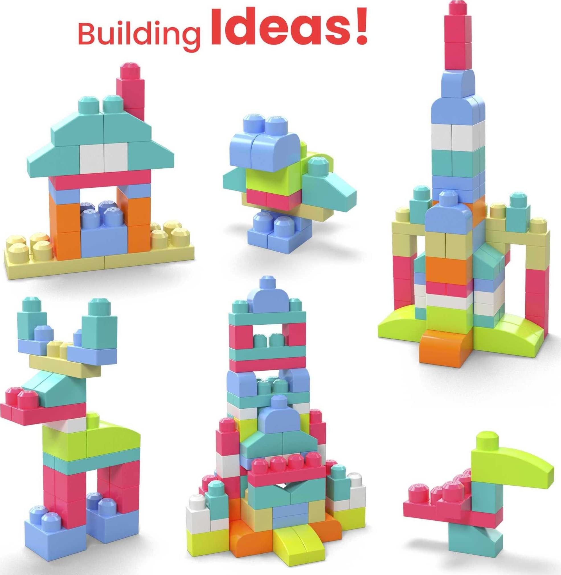 MEGA BLOKS First Builders Toddler Blocks Toys Set, Big Building Bag with 80 Pieces and Storage, Red, Ages 1+ Years