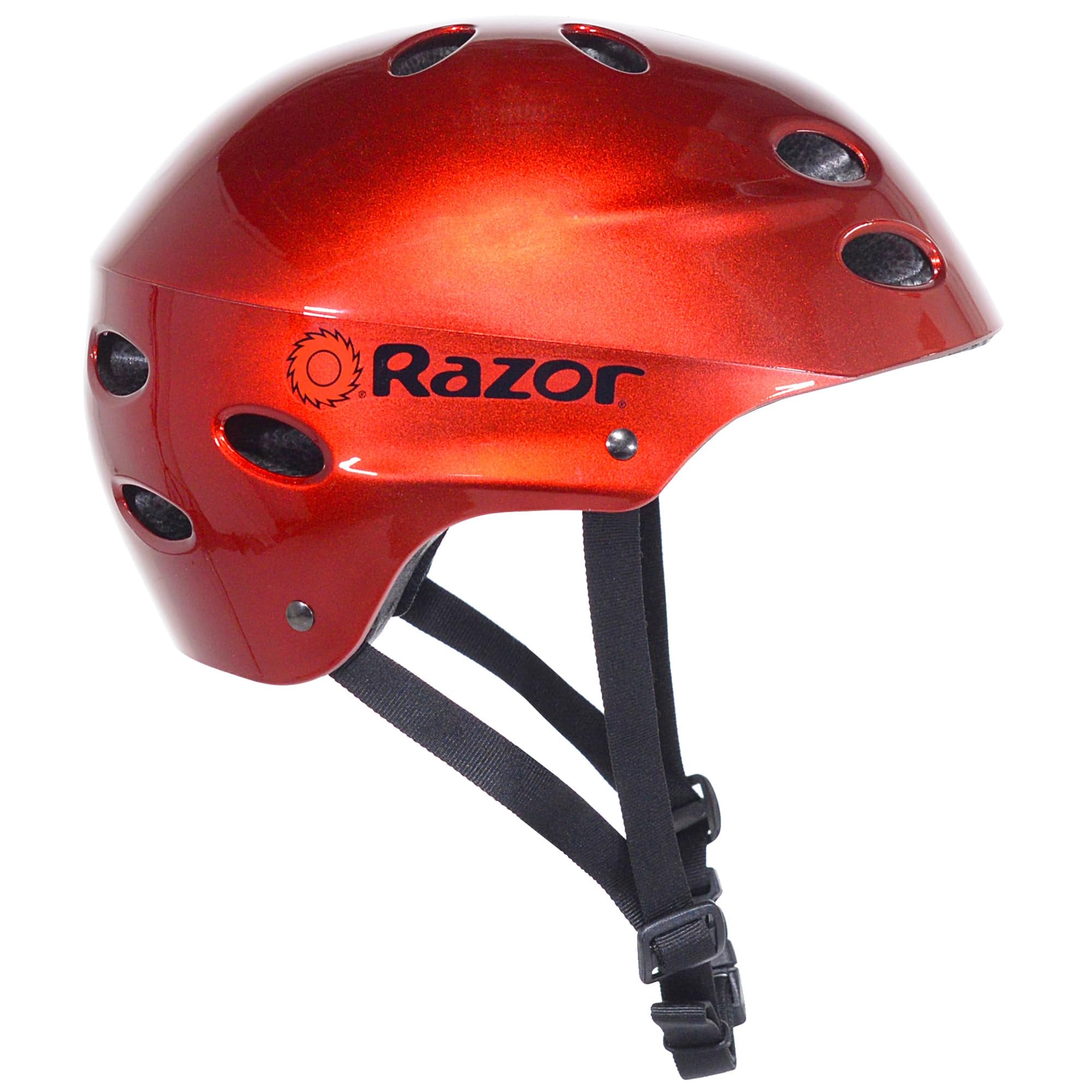 Razor V-12 Child Multi-Sport Helmet - CPSC Approved Kid’s Helmet with Adjustable Strap - Lightweight Kid’s Bike Helmet with Foam Padding for Cycling & Skateboarding - Lucid Red - 21.5in to 22.5in