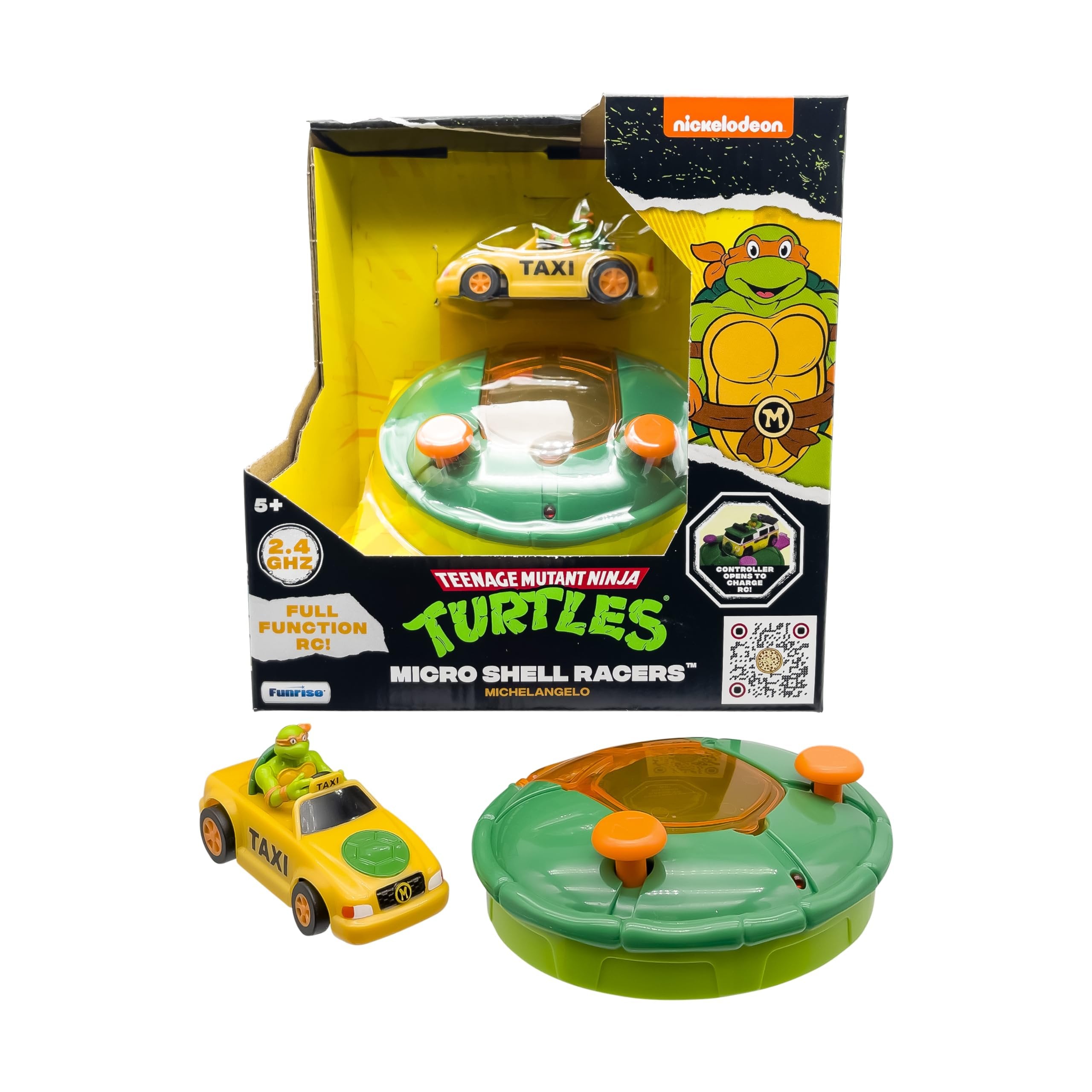 Teenage Mutant Ninja Turtles Toy, Michelangelo Micro Shell Racer Vehicle, TMNT Ninja Racing Toy for Kids, Classic Edition for Kids, Ages 3+