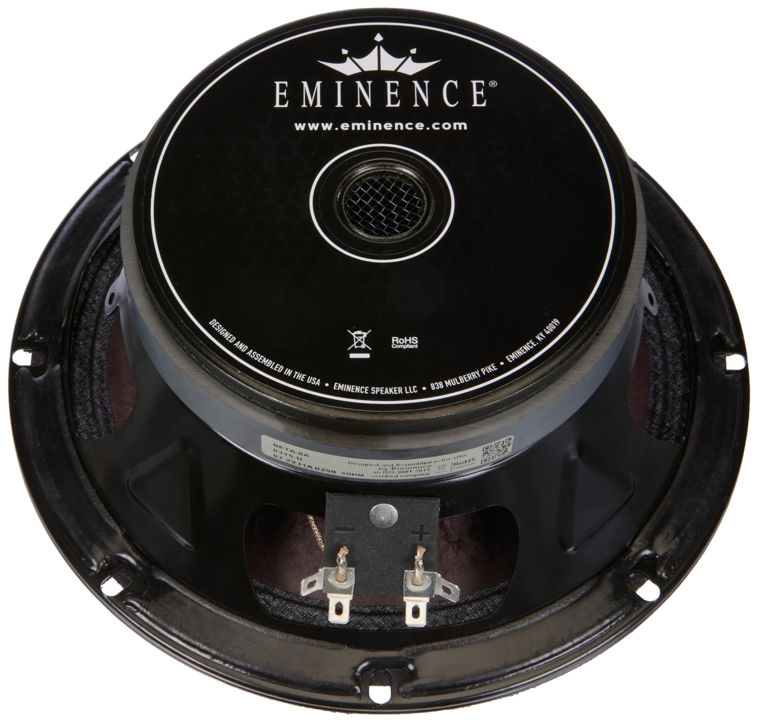 Eminence American Standard Beta-8A 8" Pro Audio Speaker, 225 Watts at 8 Ohms, Black