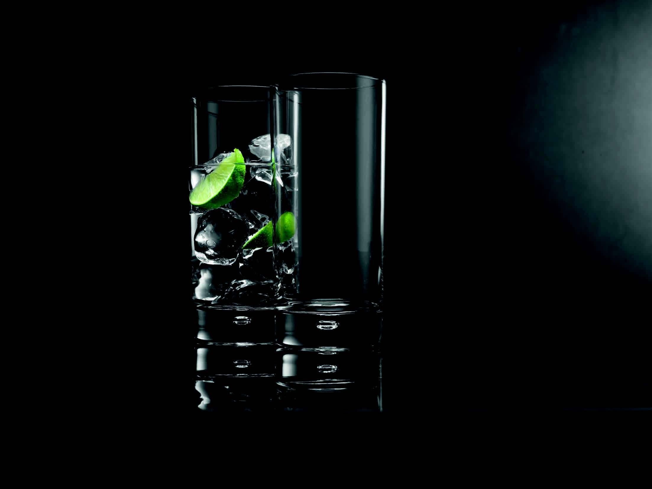 Home Essentials & Beyond Highball Glasses set of 4, 17 oz Drinking Glasses, Red Series Heavy Bubble Base